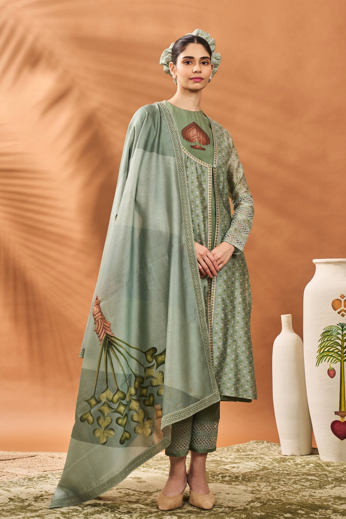 Sage Green Tree Kurta Set