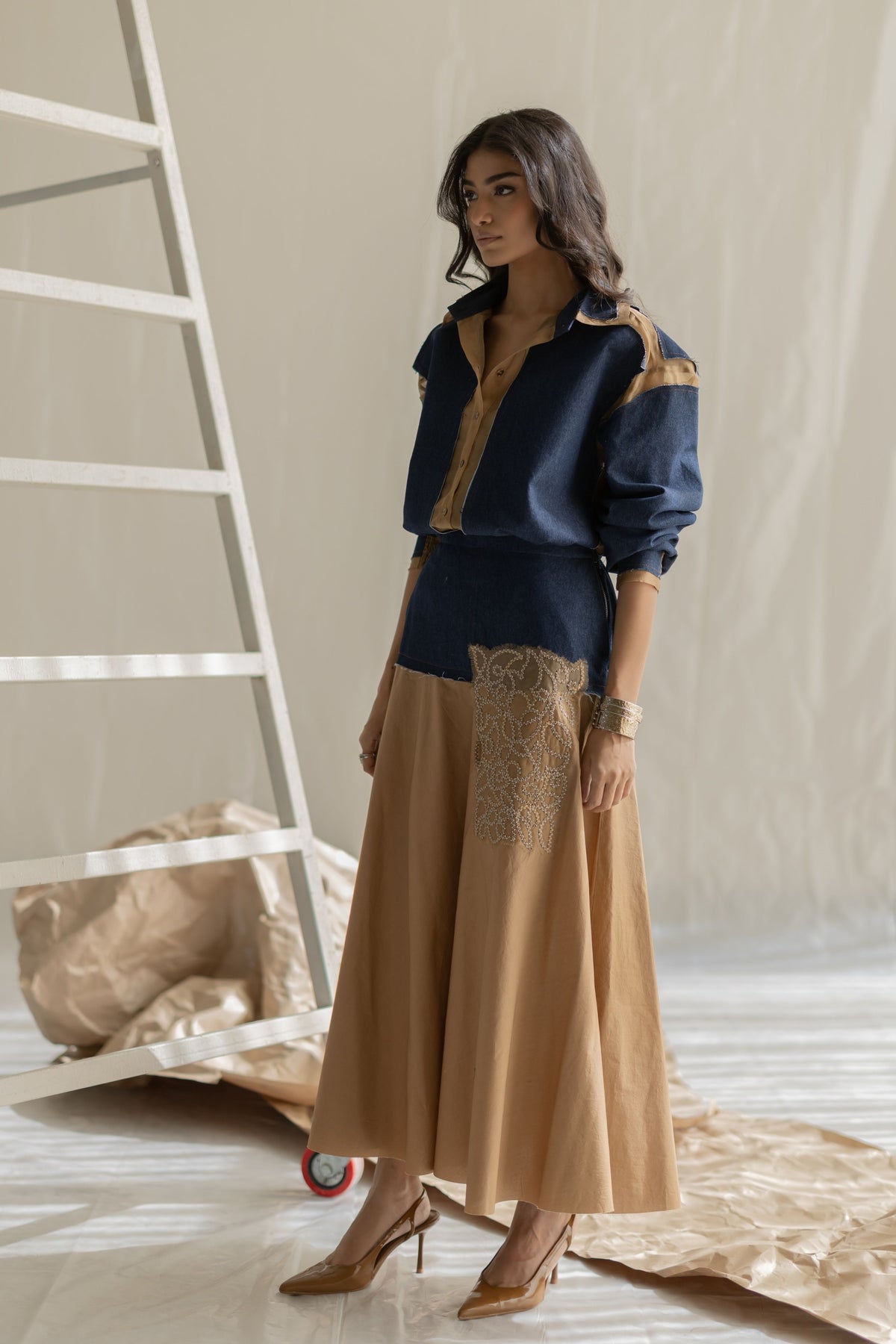 Two Patch Bias Skirt