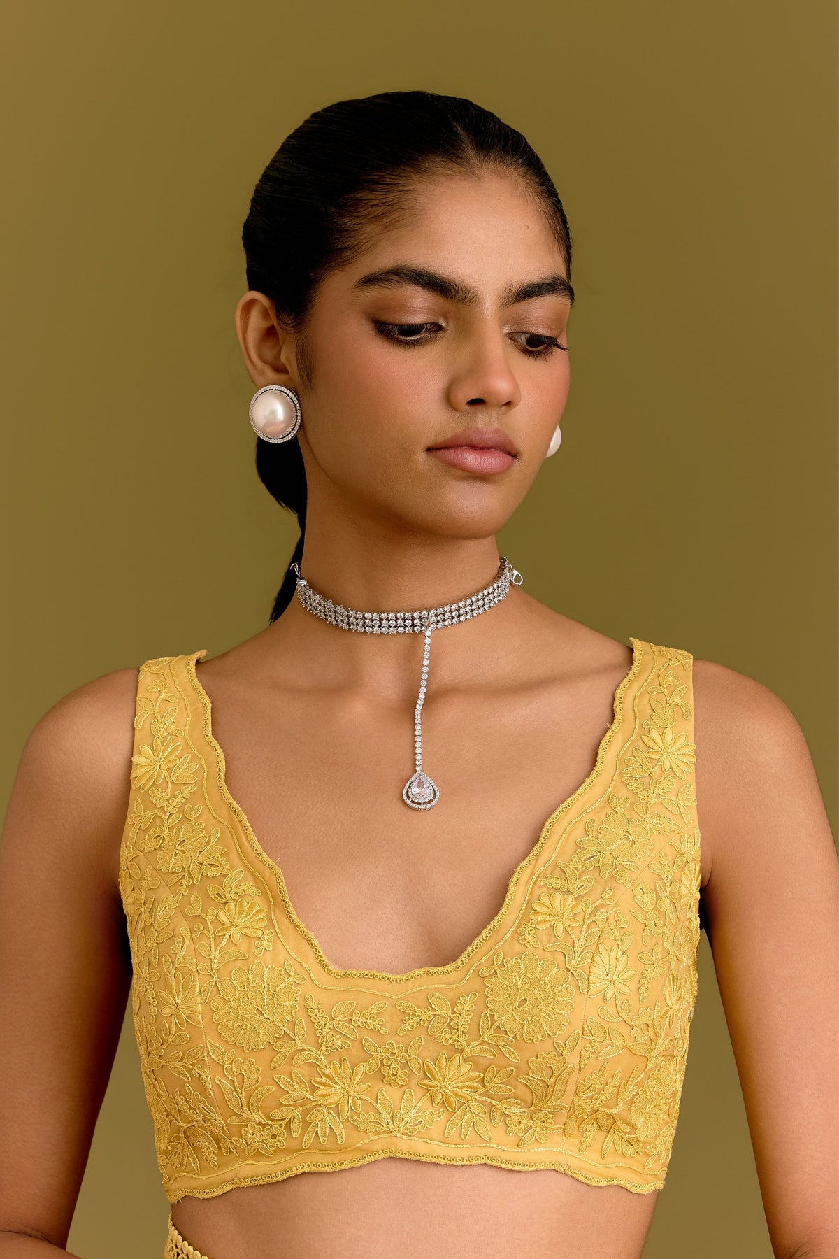 Yellow Embroidered Saree Set