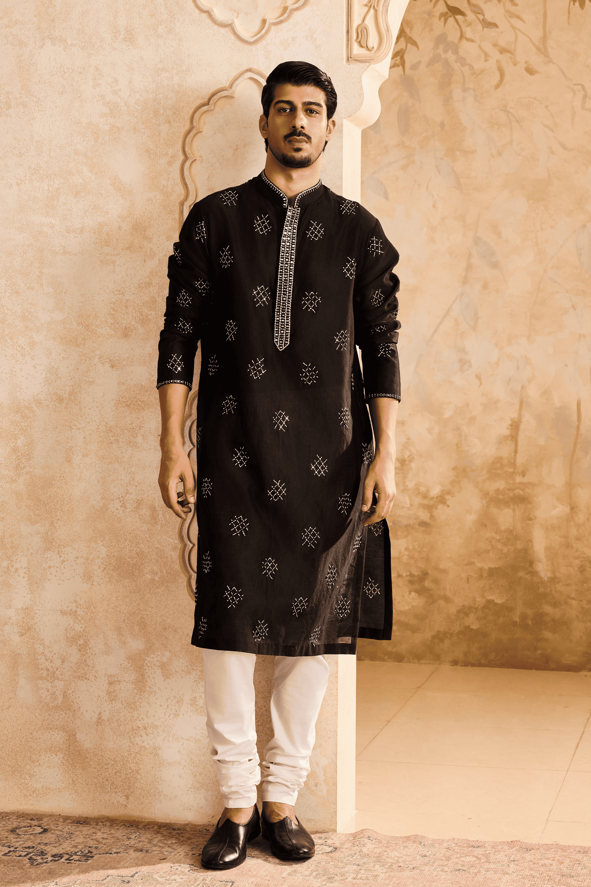 Embroidered Black Kurta Set