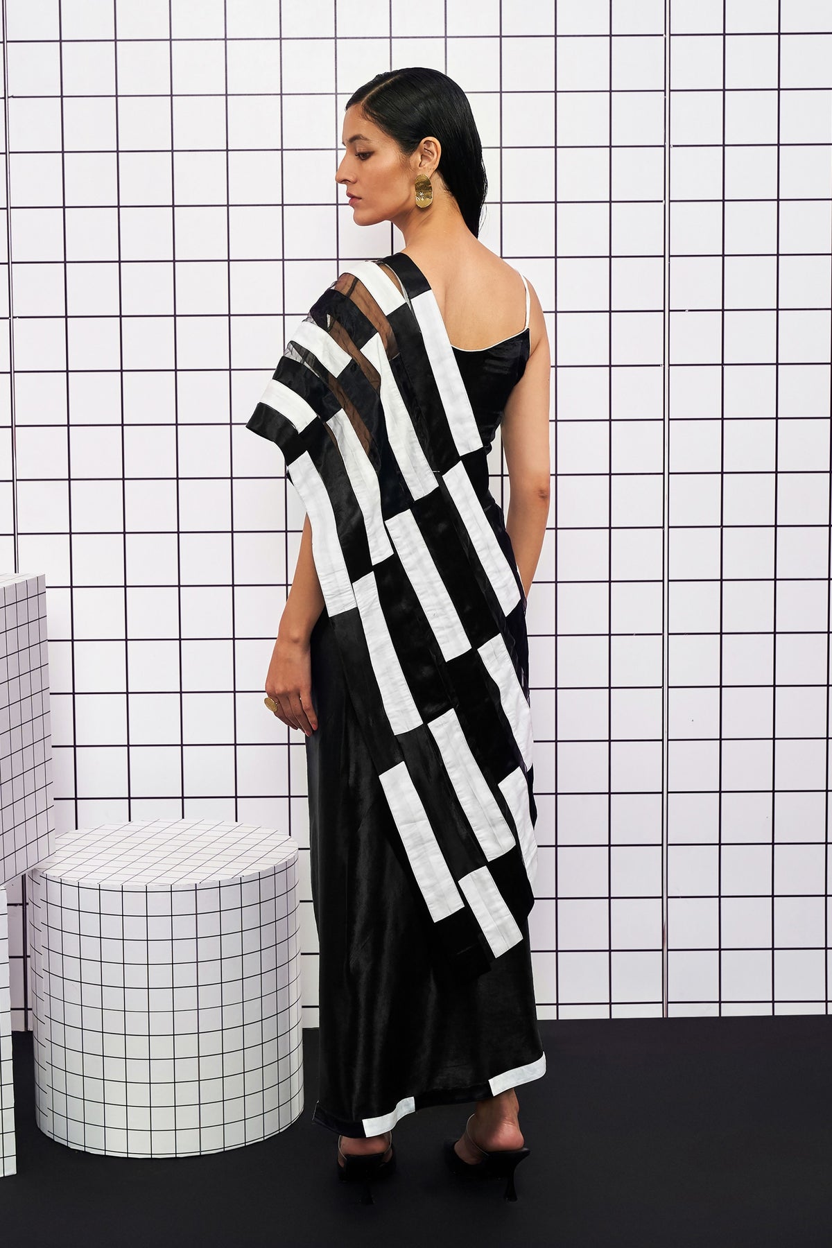 Piano Drape Saree Set