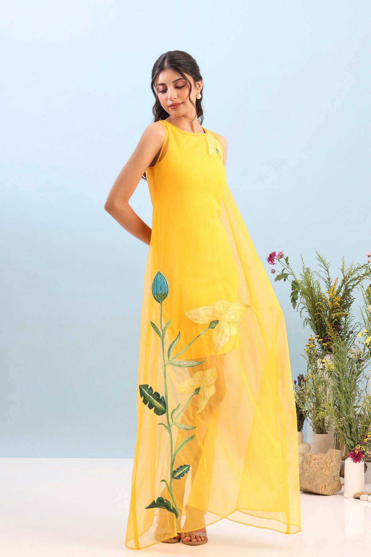 Neoprene Organza Overlay Dress Set