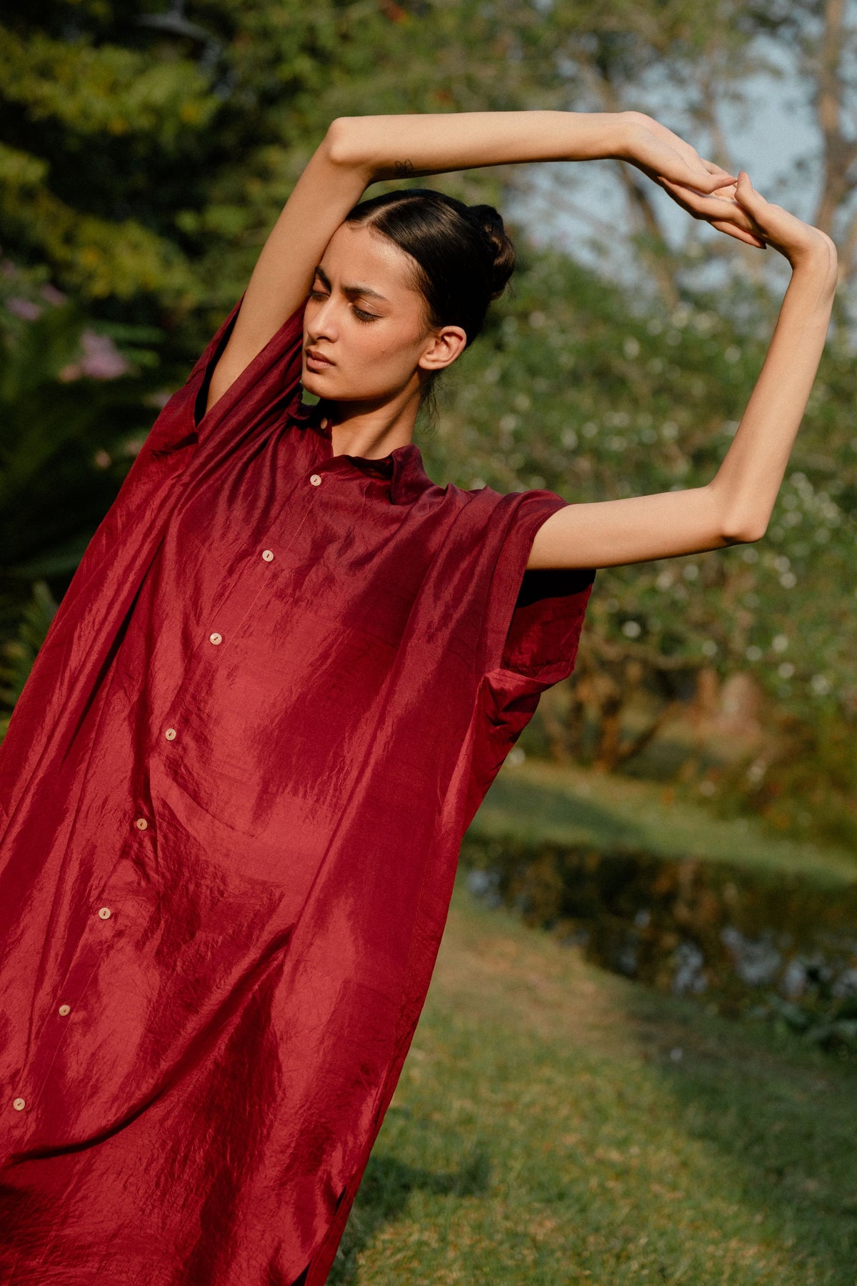 Red Ombre Shirt Dress