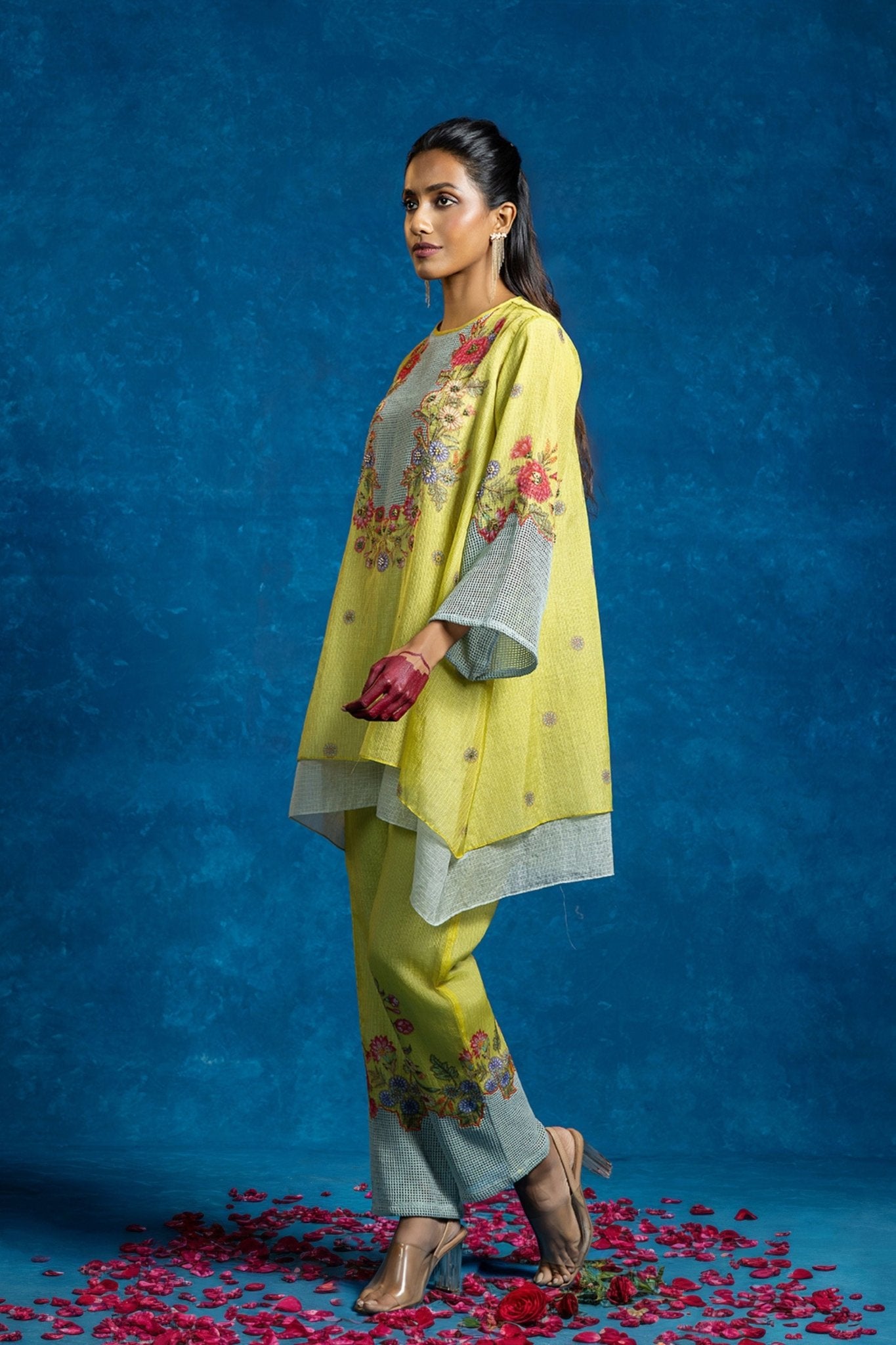 Yellow Baghira Layered Tunic Set - Sougat Paul - Elahe