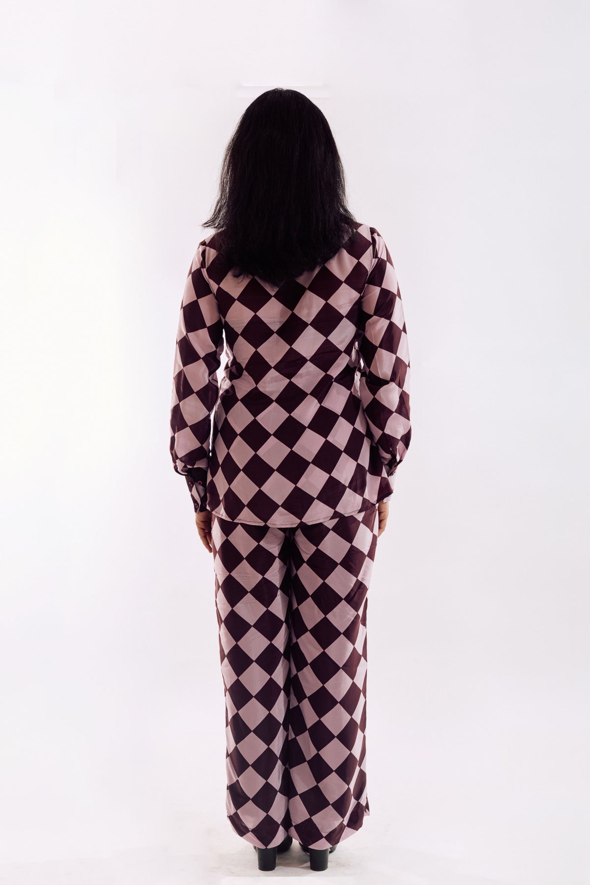 Brown Pink Checks Co-ord Set