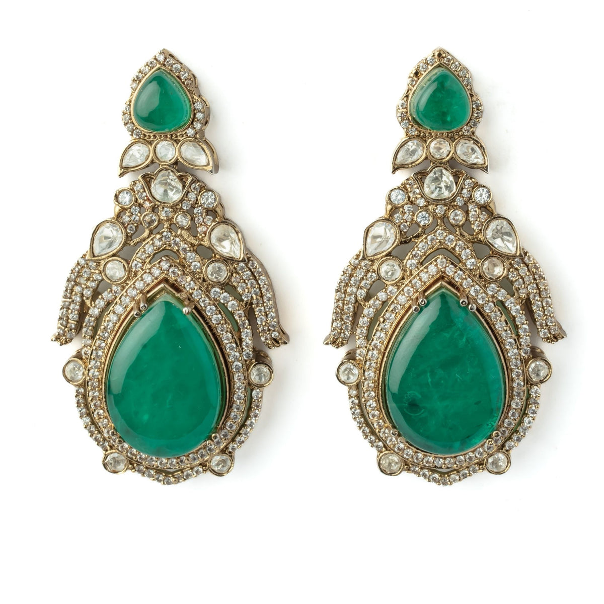Green Womens Synthetic Stone Earrings