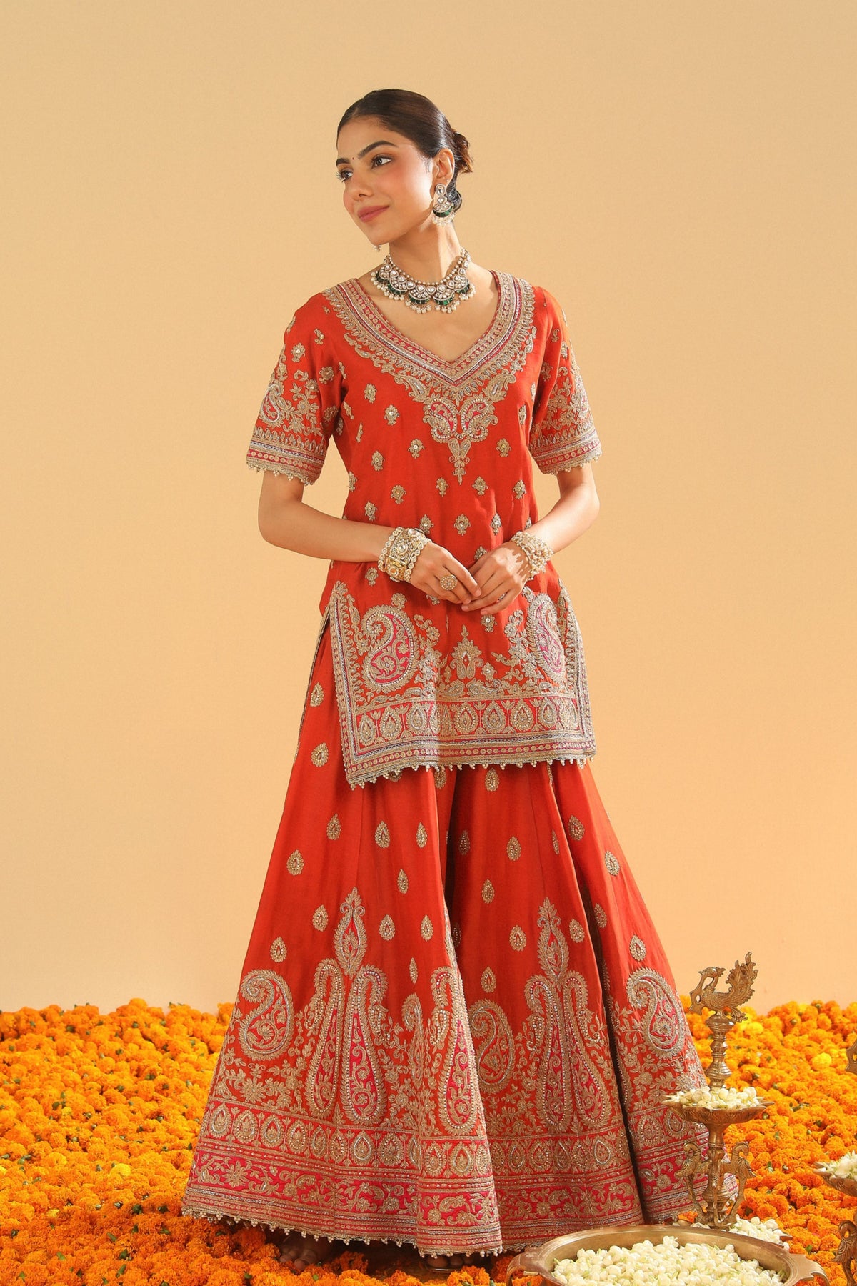 Burnt Orange Sharara Set