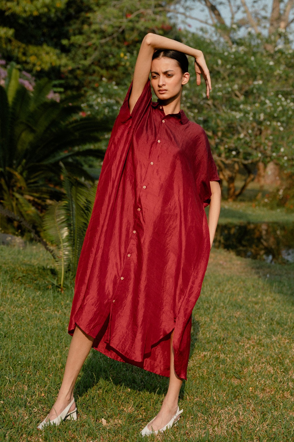 Red Ombre Shirt Dress