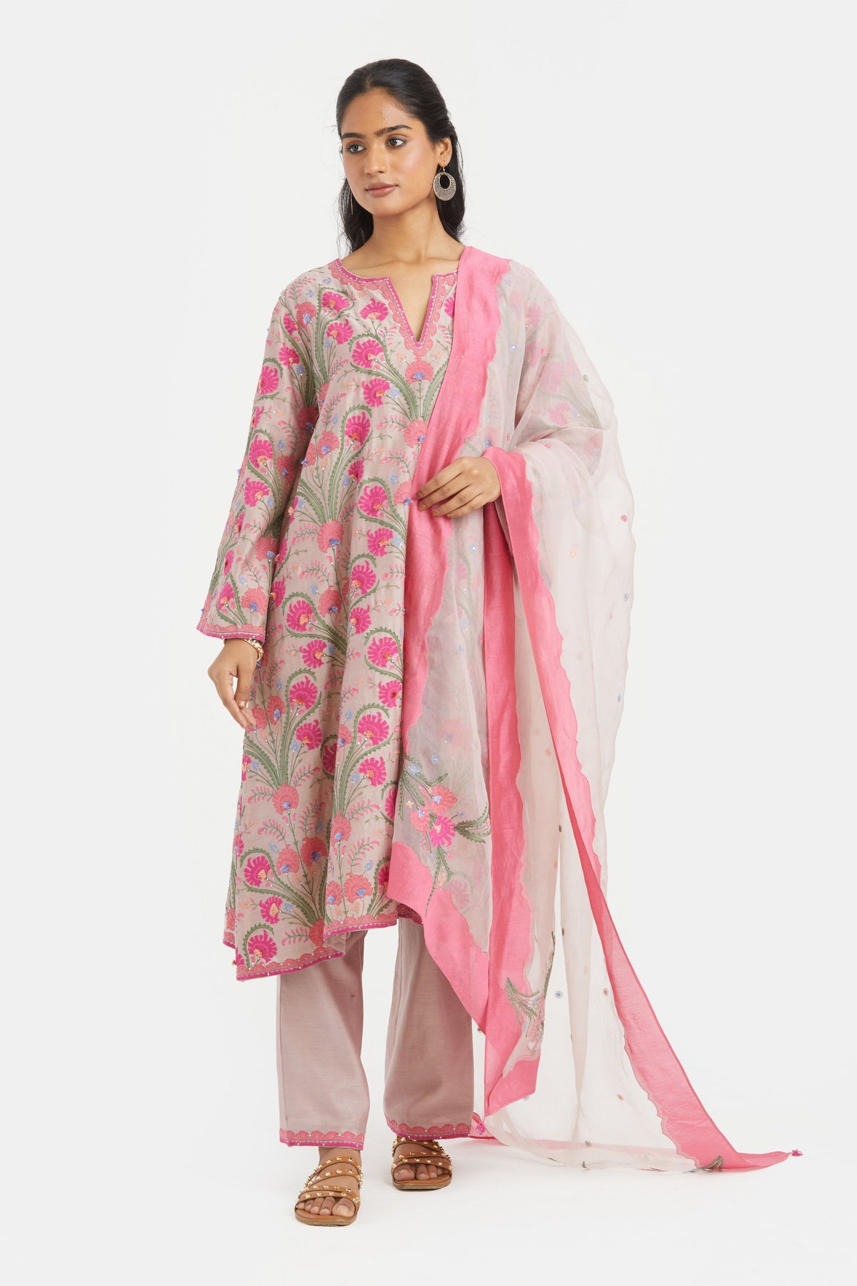 Lilac Silk Chanderi Kurta Set