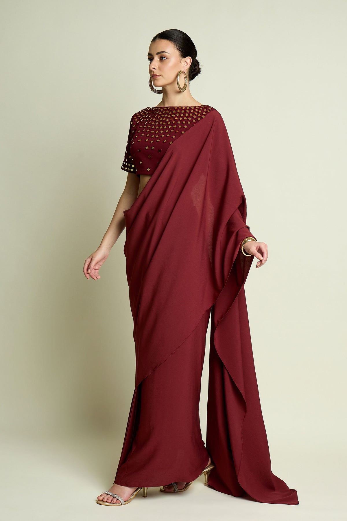 Mirror Draped Saree Set