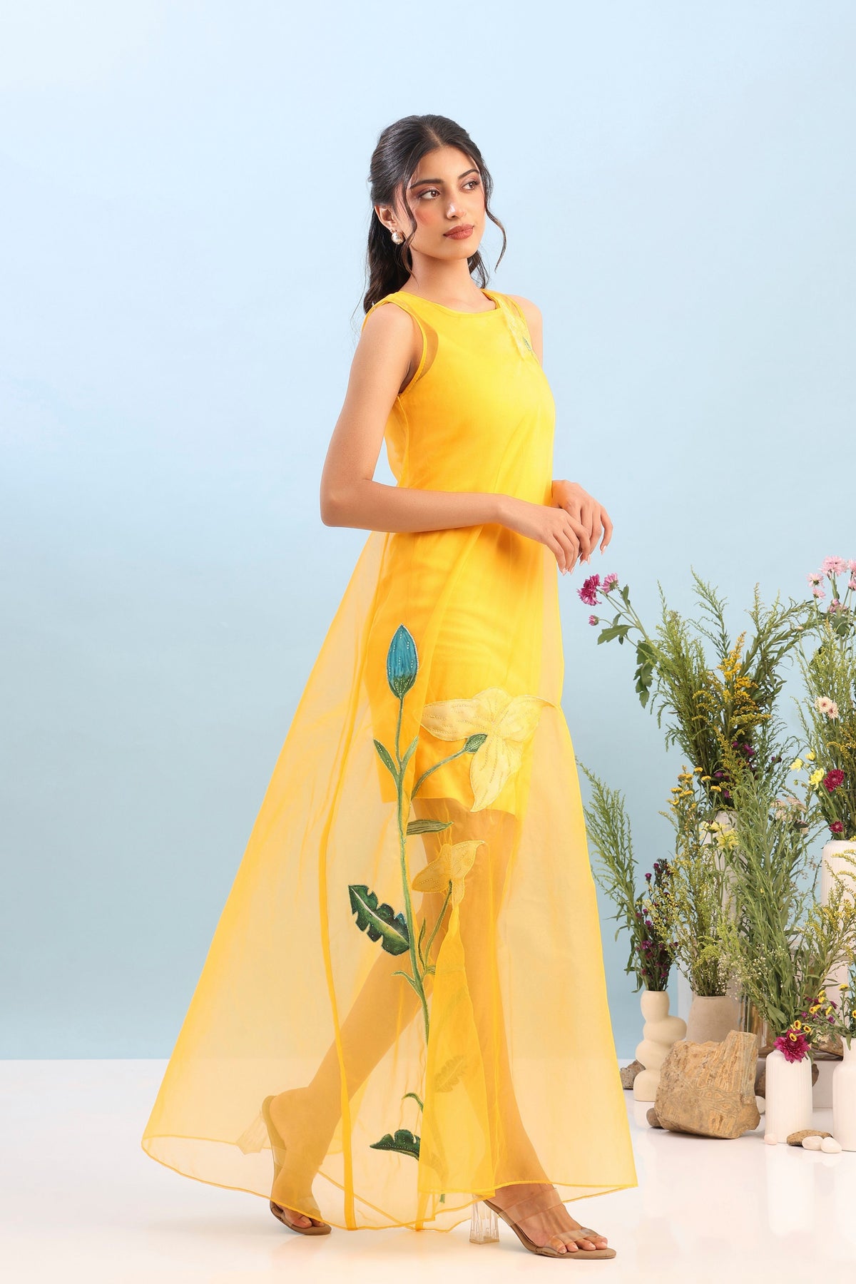 Neoprene Organza Overlay Dress Set