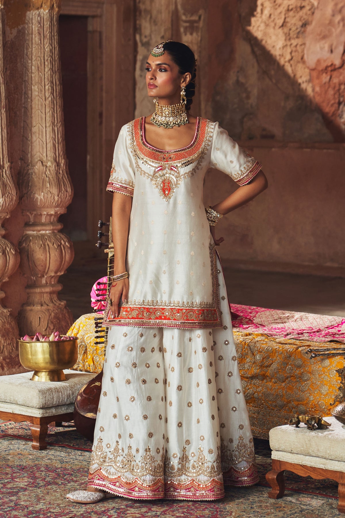 Samreen Ivory Sharara Set