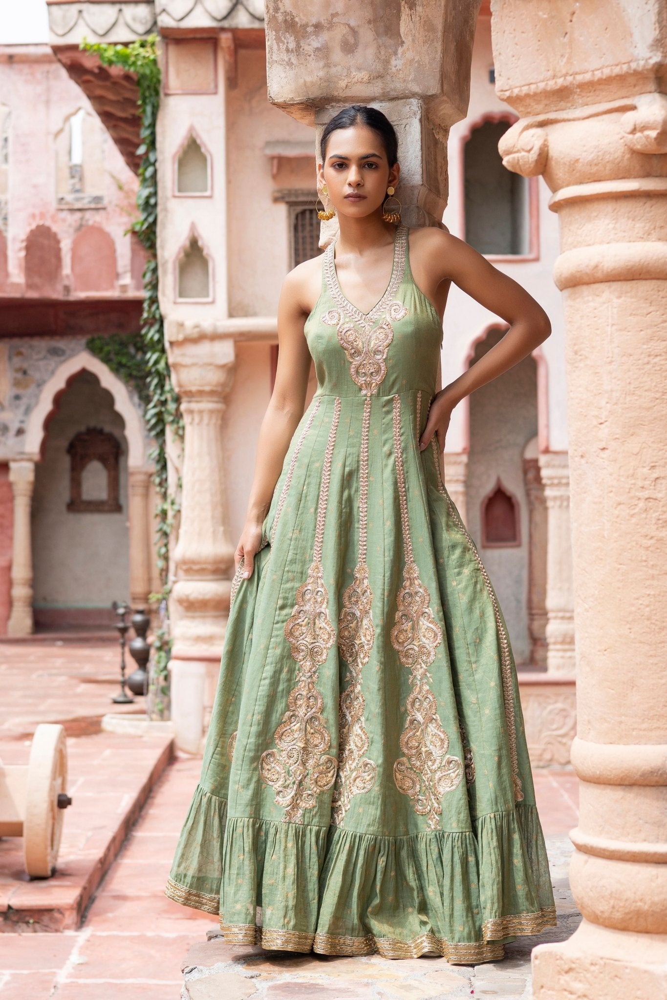 Mint green maheshwari embroidered maxi 2XL Mint green maheshwari embroidered maxi 2XL