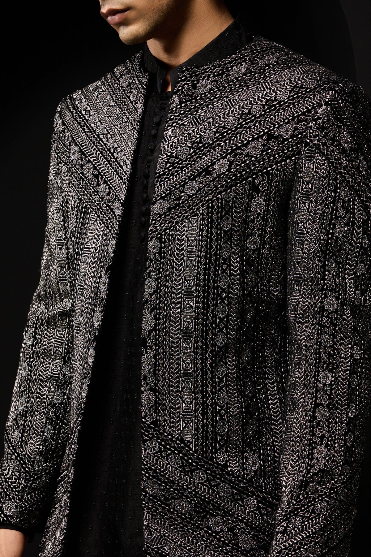 Midnight Pearl Bandhgala Set