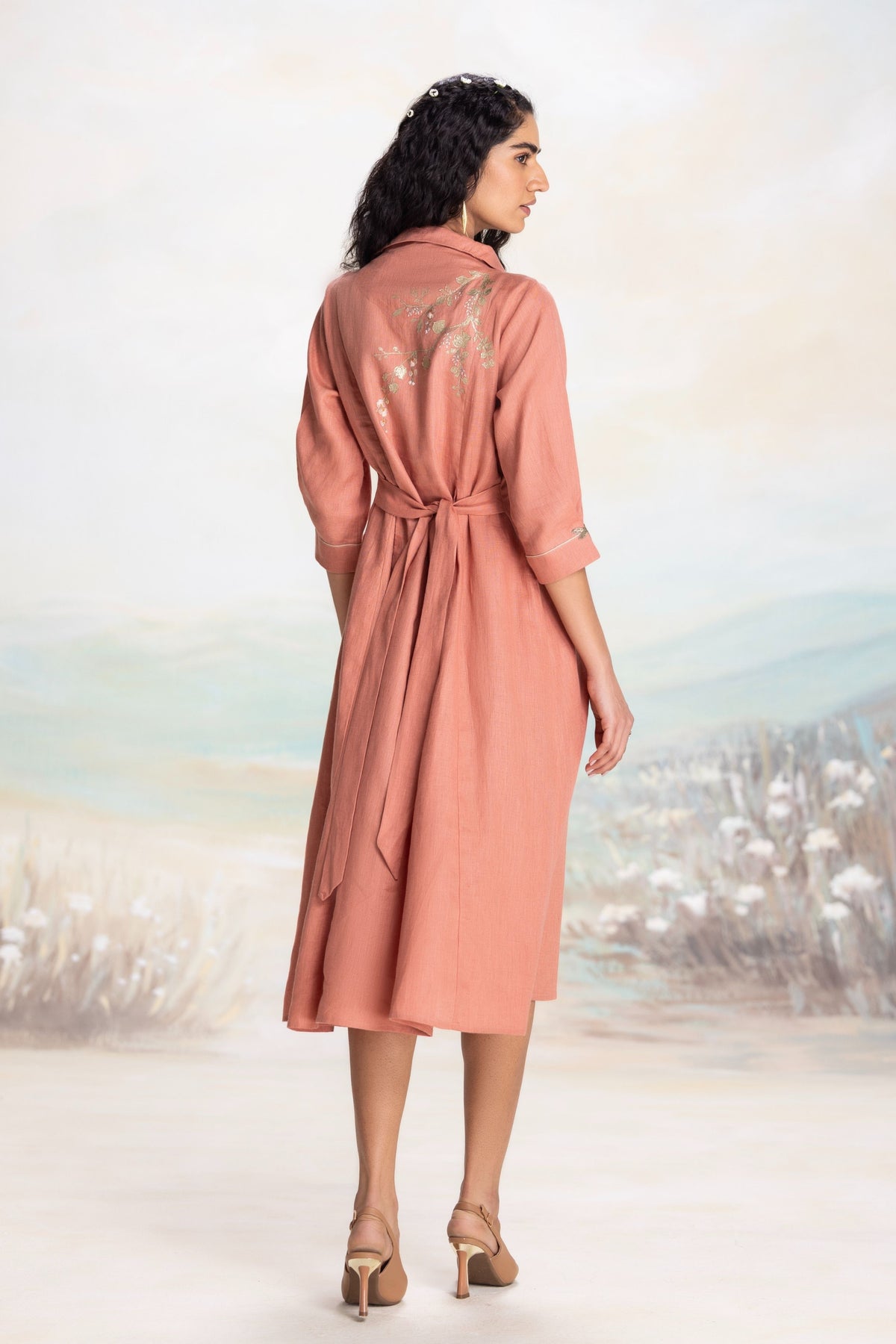 Golden Leaf Peach Dress