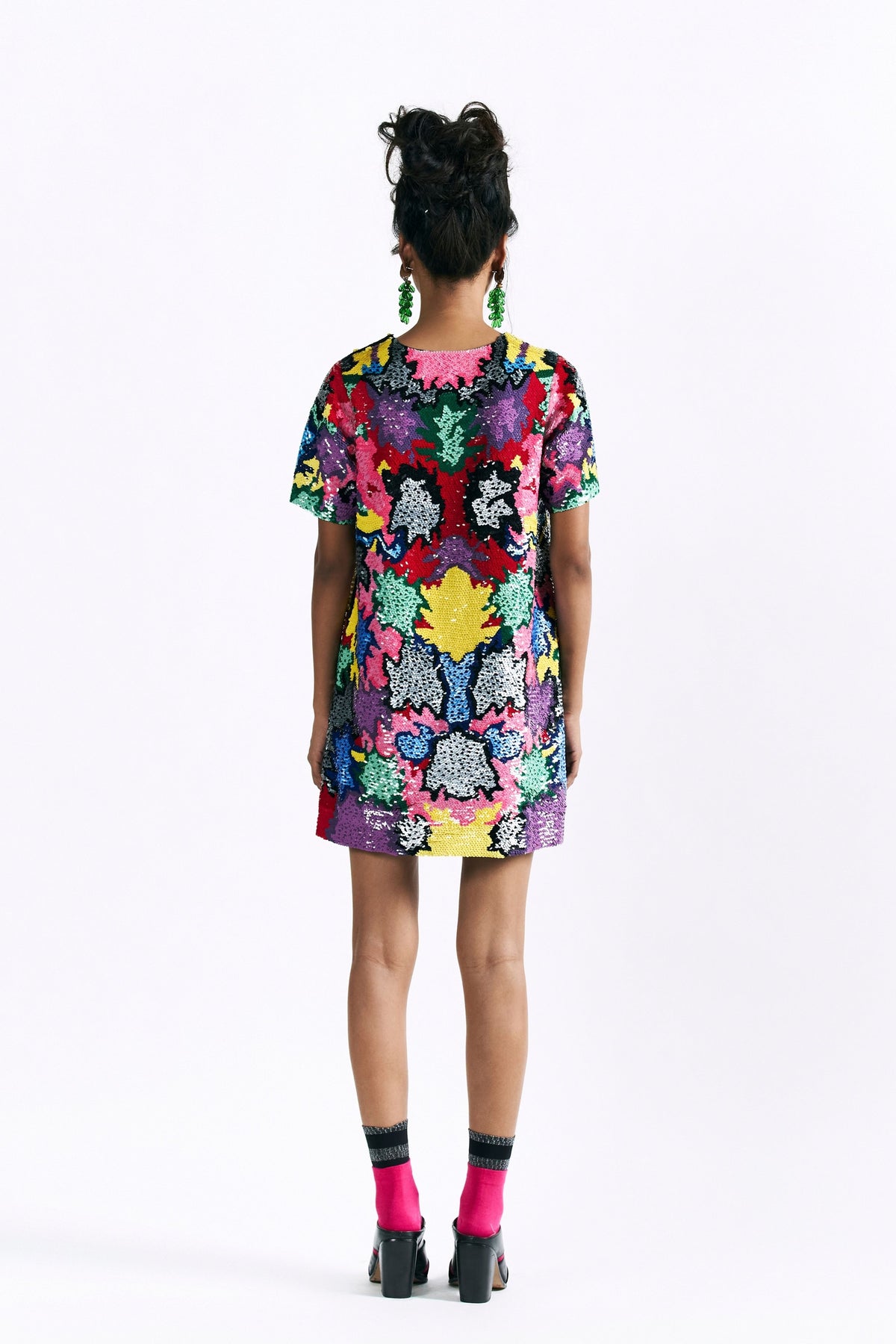 Mosaic Peonies Sequin Dress