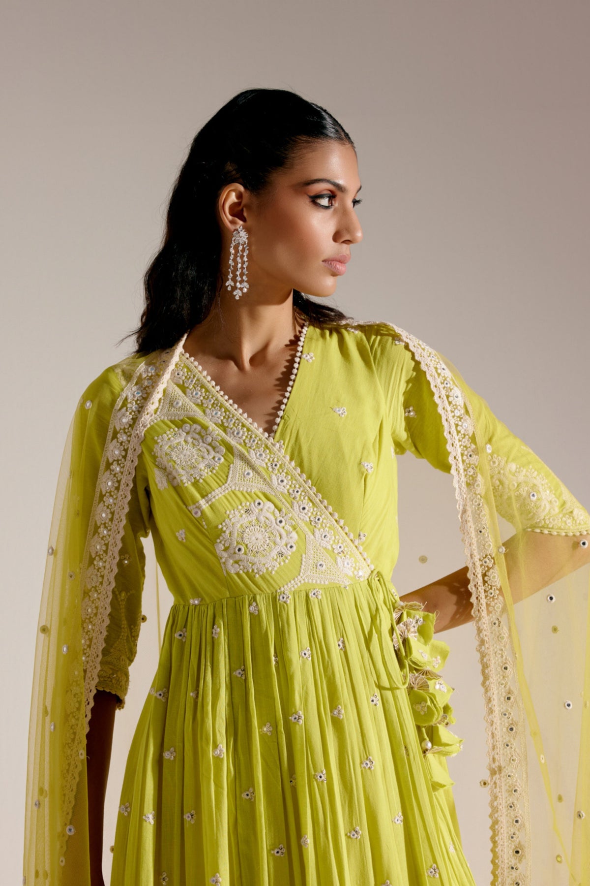 Neon Green Toweranarkali Set