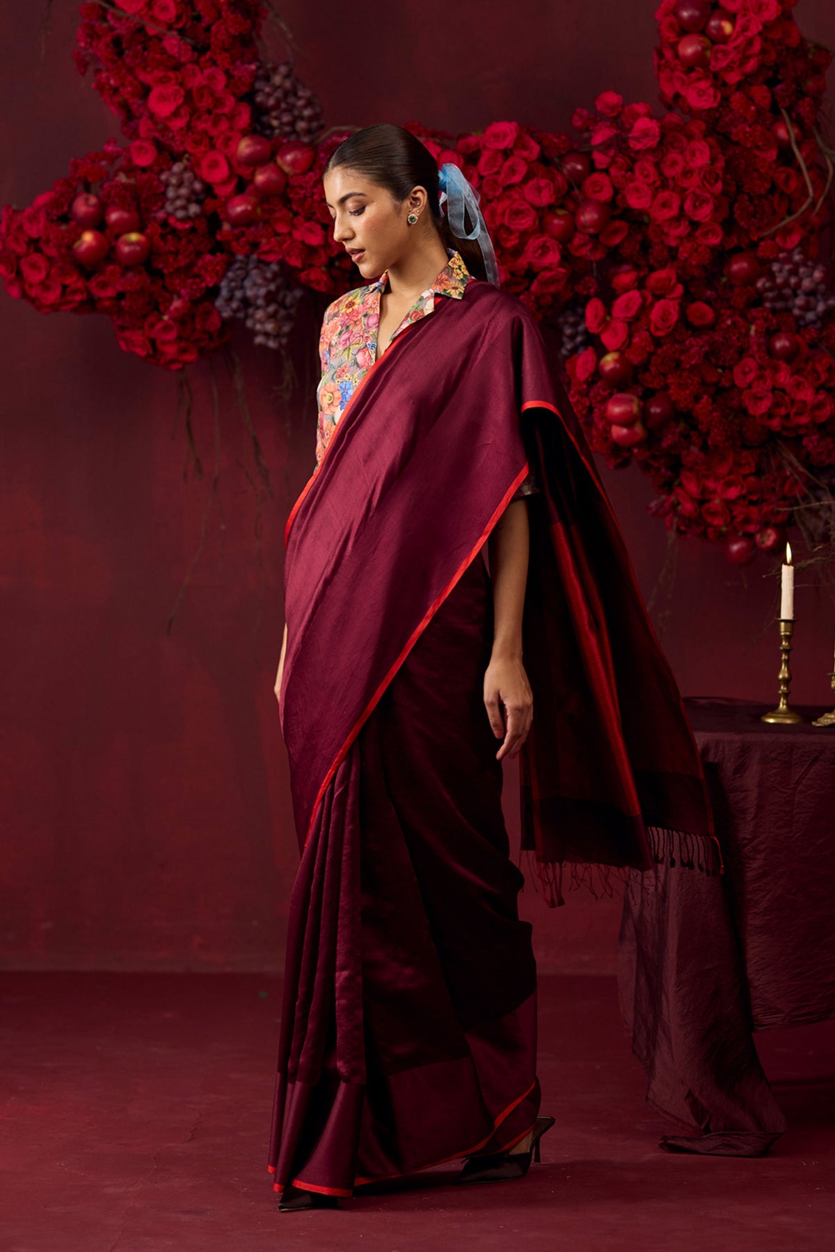 Bold Allure Burgundy Saree