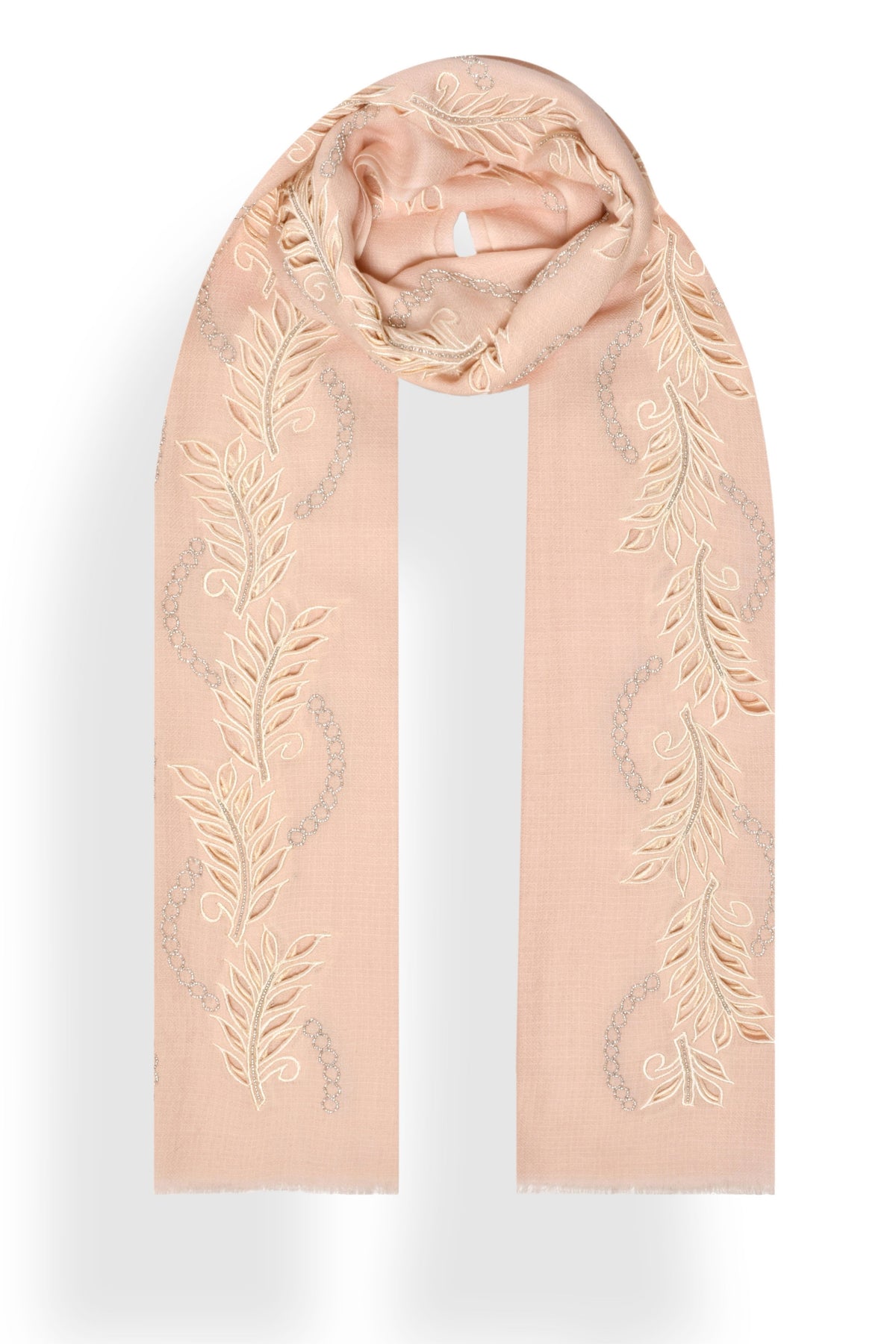 Natural Zig Zag Leaves Stole