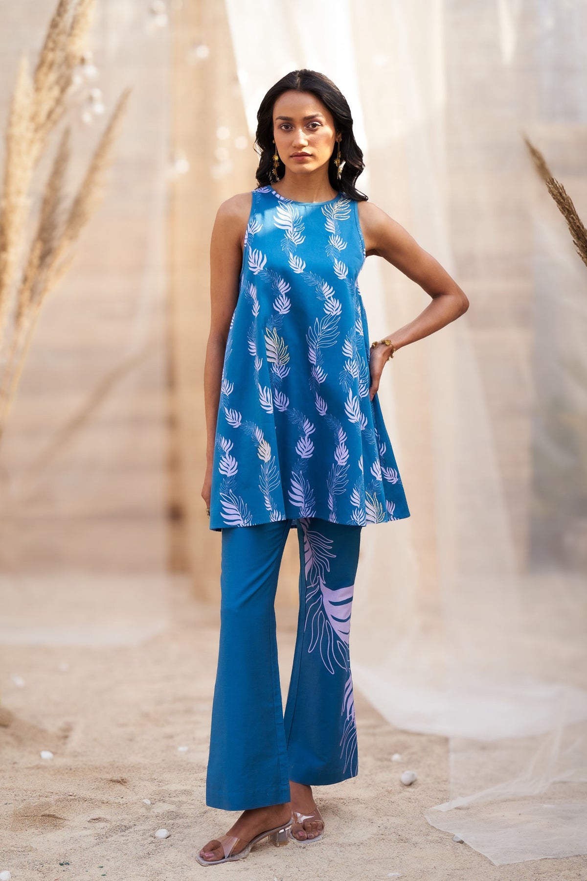 Reveria Leaf Printed Tunic Set