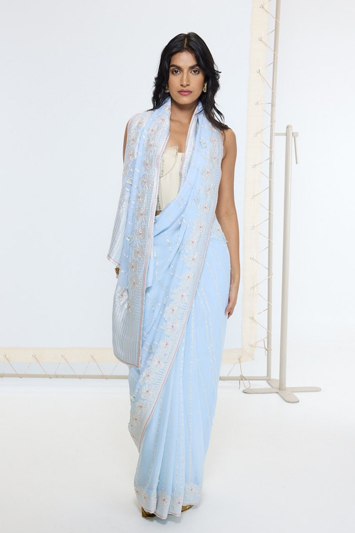 Handwoven Sky Blue Saree