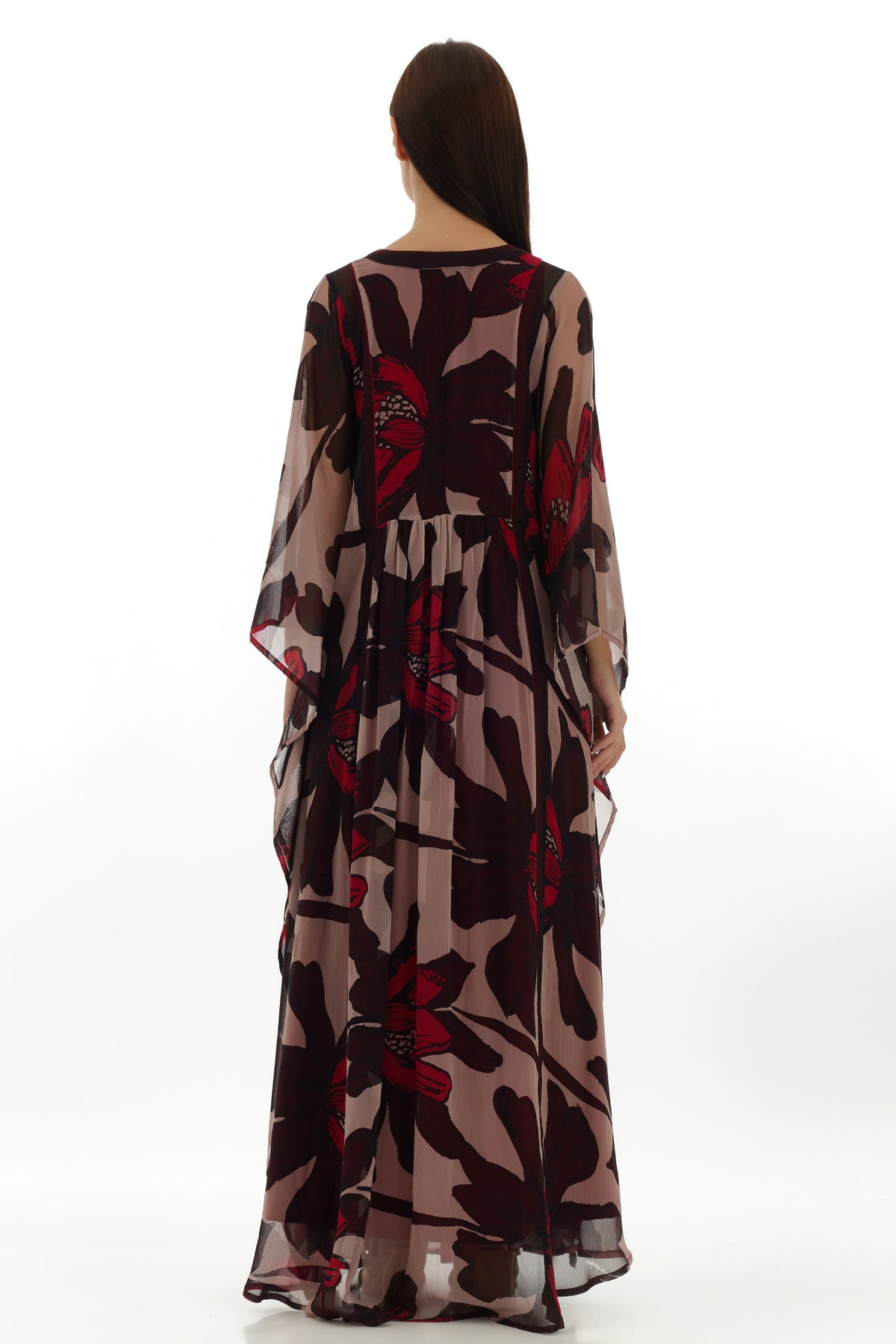 Beige and Brown Floral Kaftan