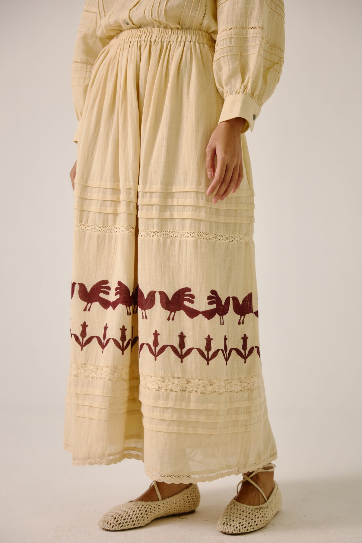 Ivory Block Print Emily Skirt