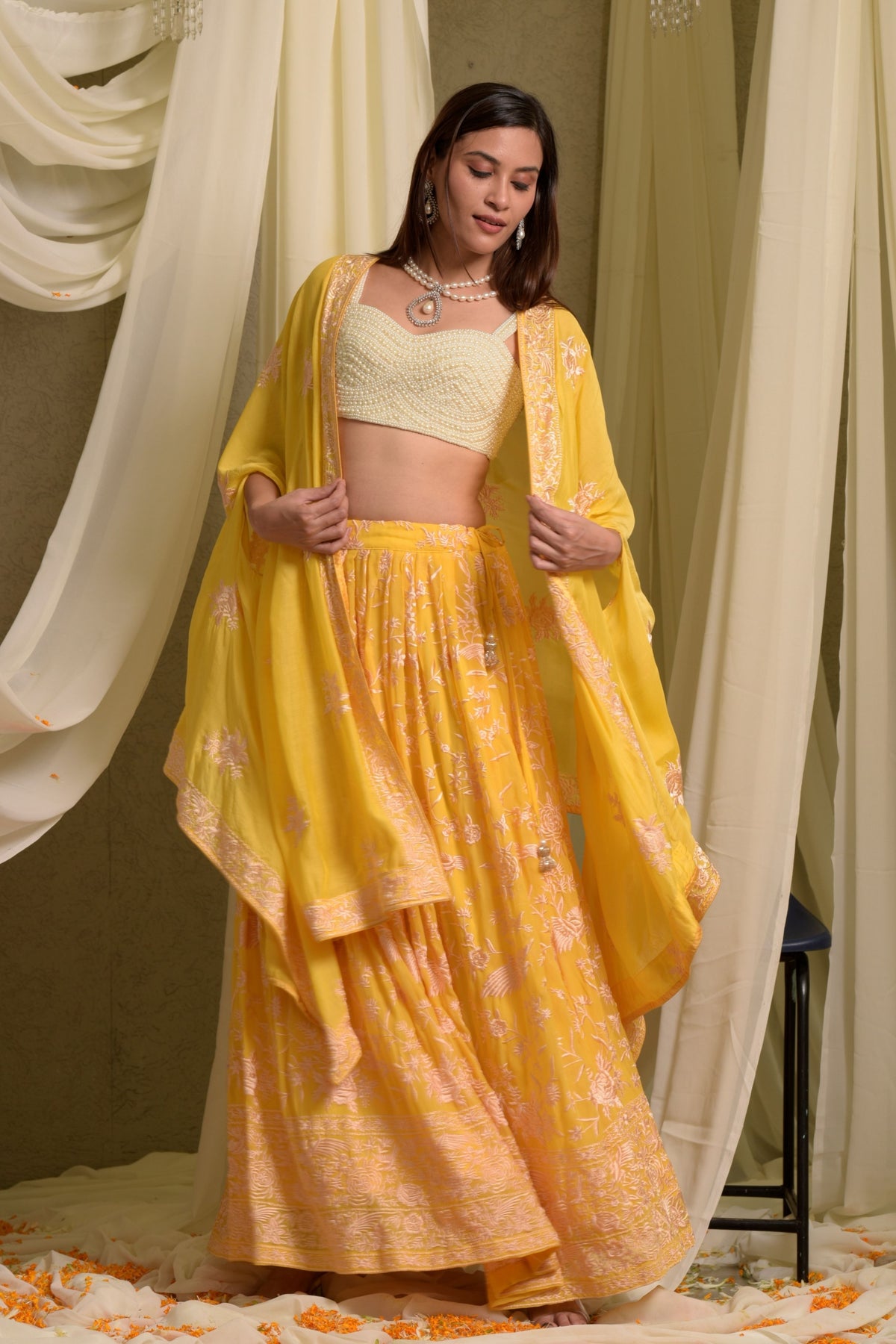 Yellow Glazed Lehenga Set