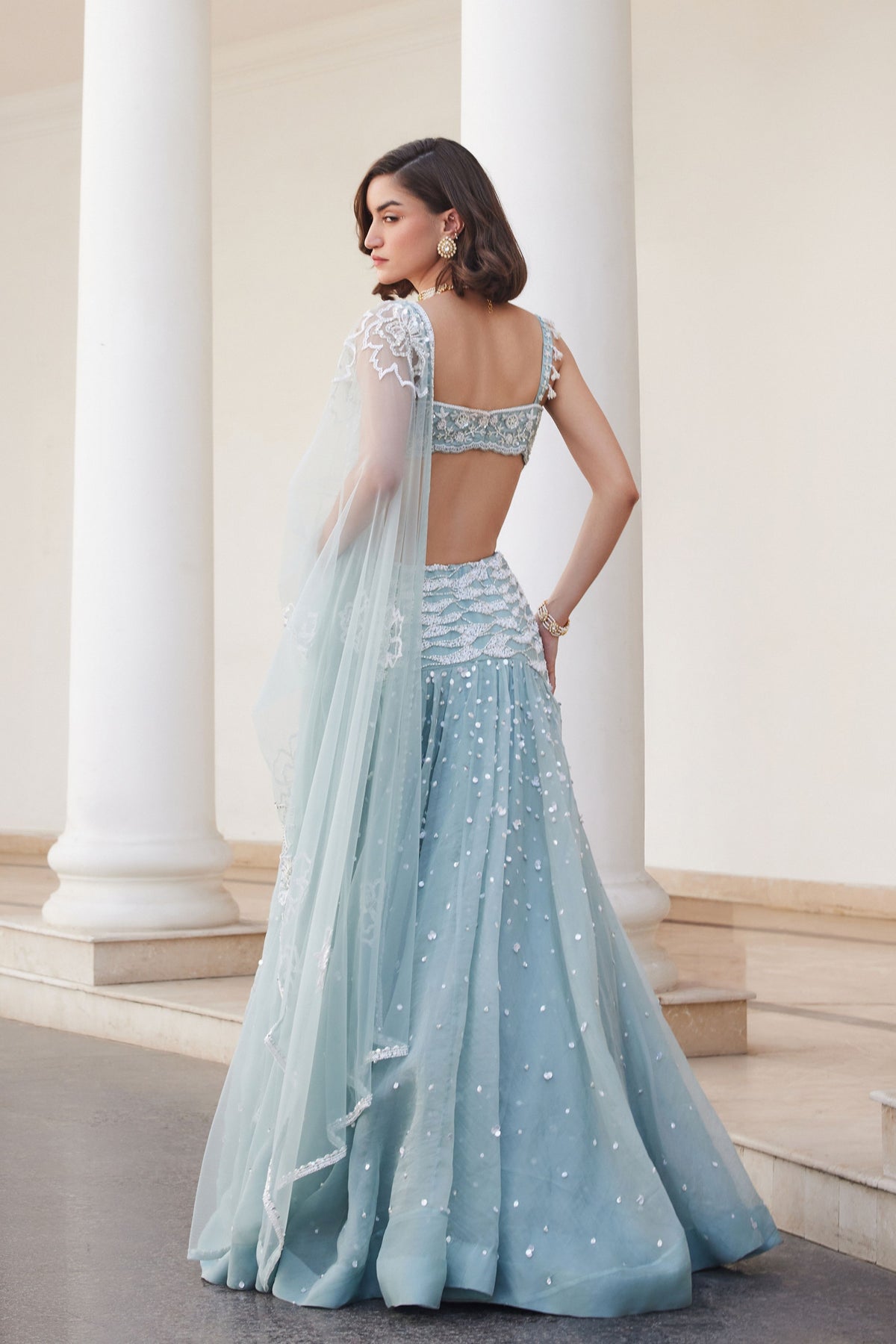 Powder Blue Organza Skirt and Bustier
