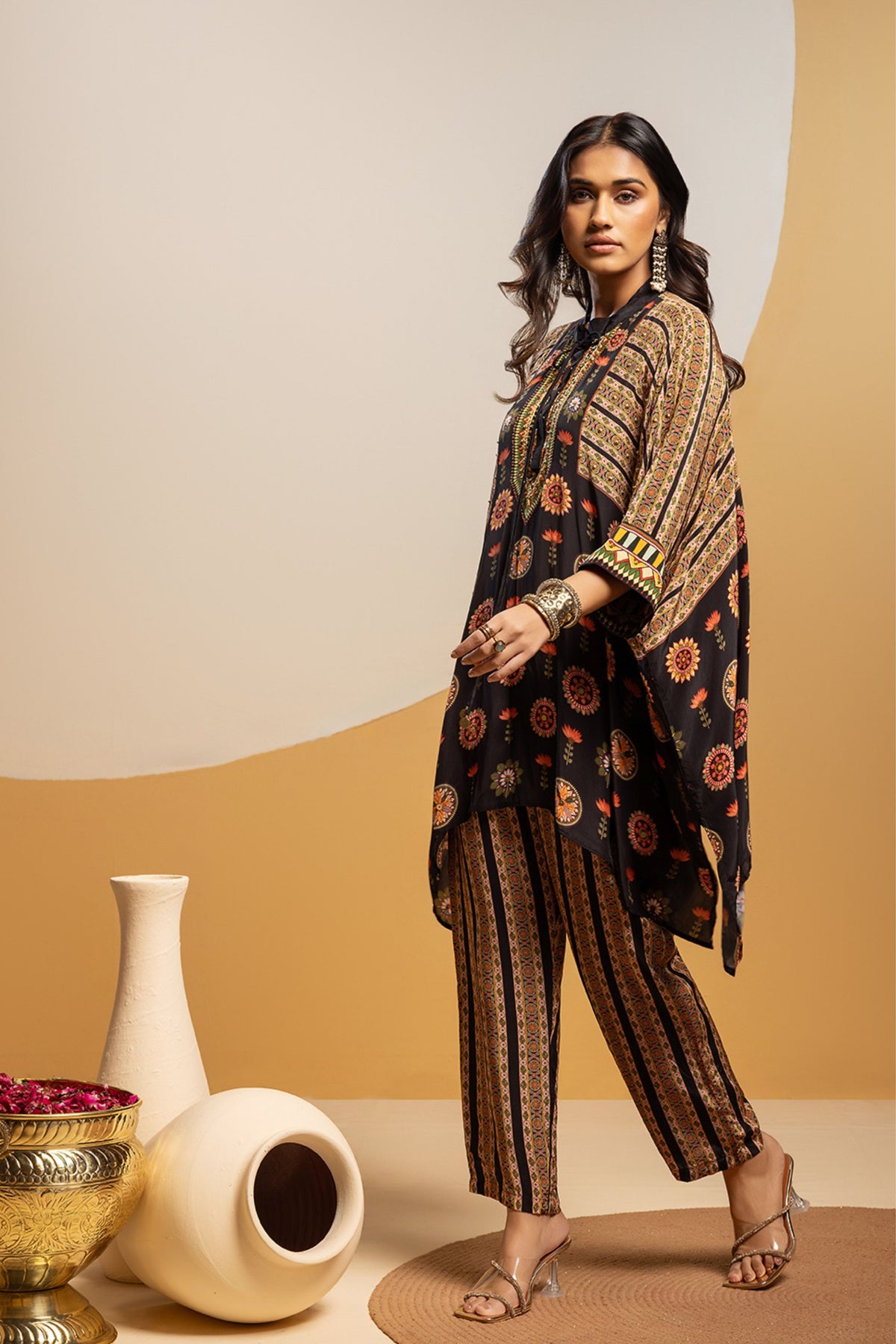 Balck Kimono Kurta Set