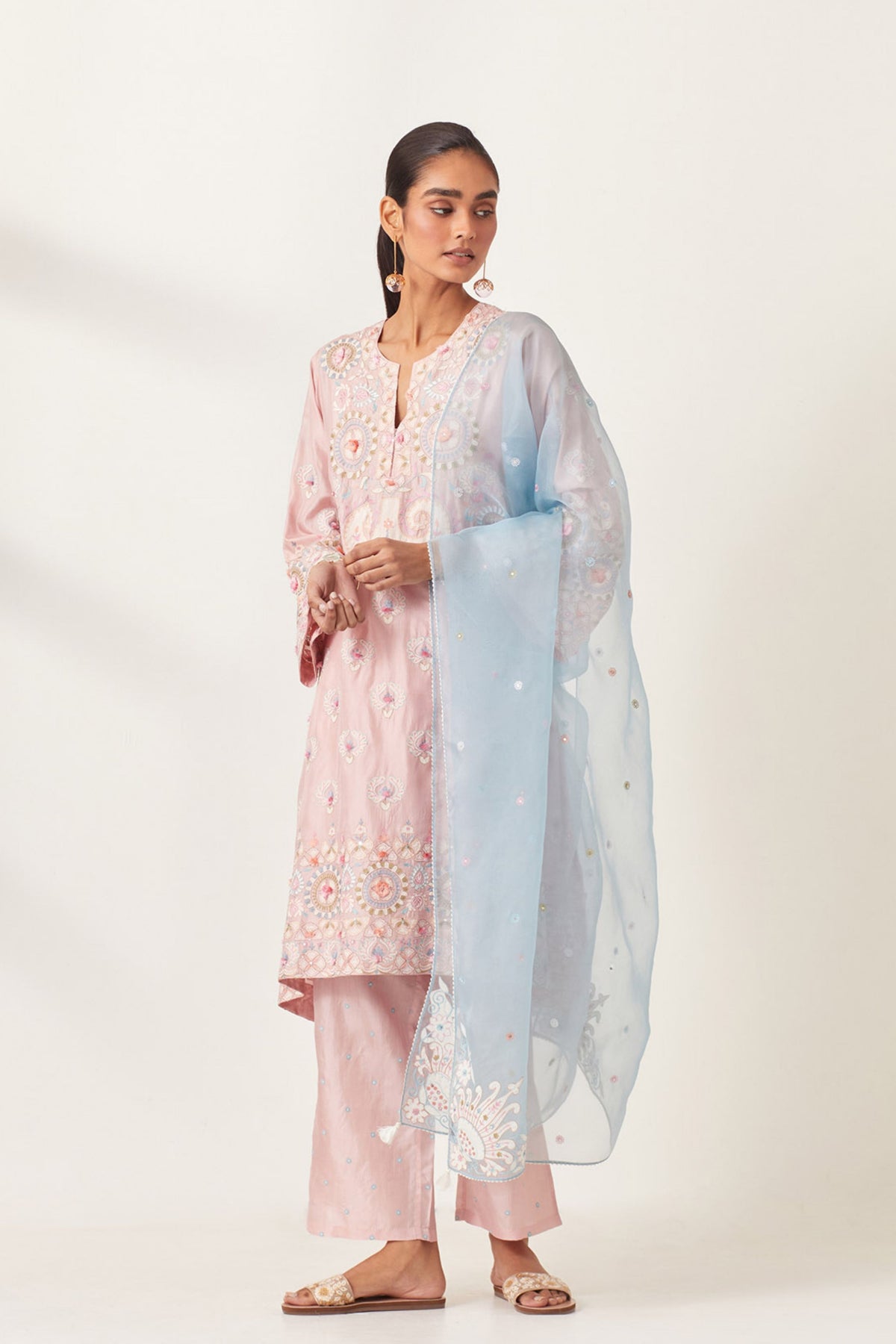 Pink Silk Straight Kurta Set