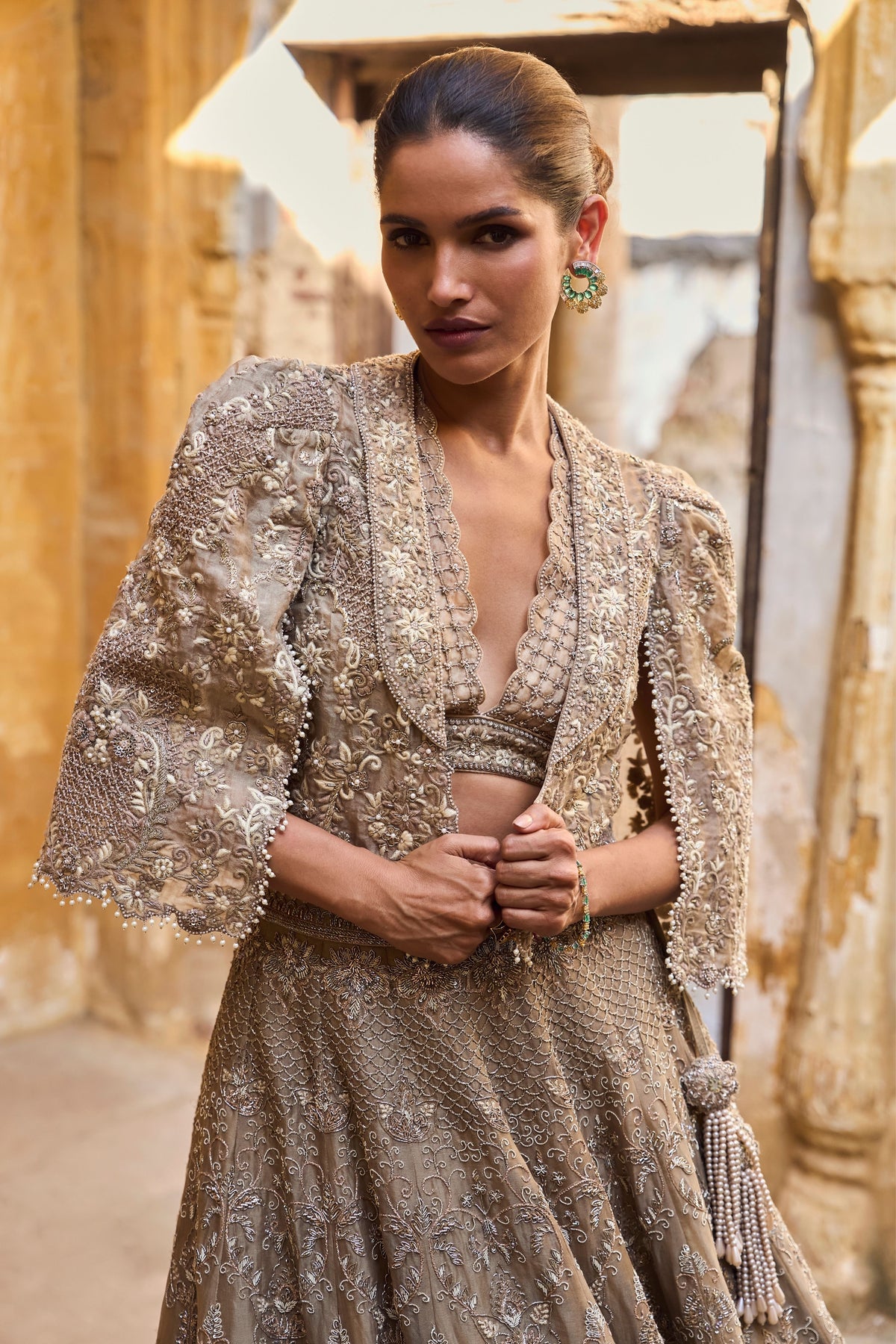Golden Lehenga Jacket Set