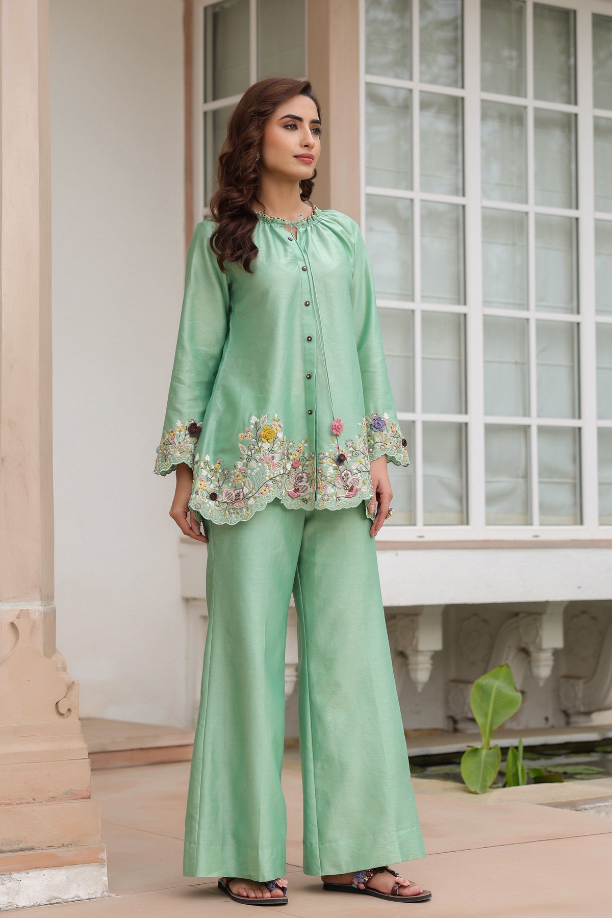 Gulzar Green Scallop Co-ord Set