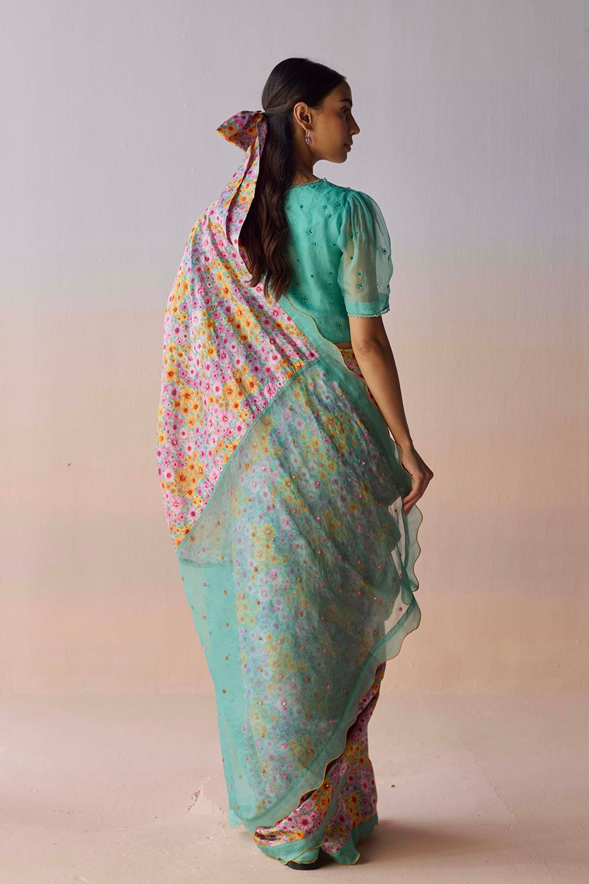 Wildflower Dawn Blue Saree