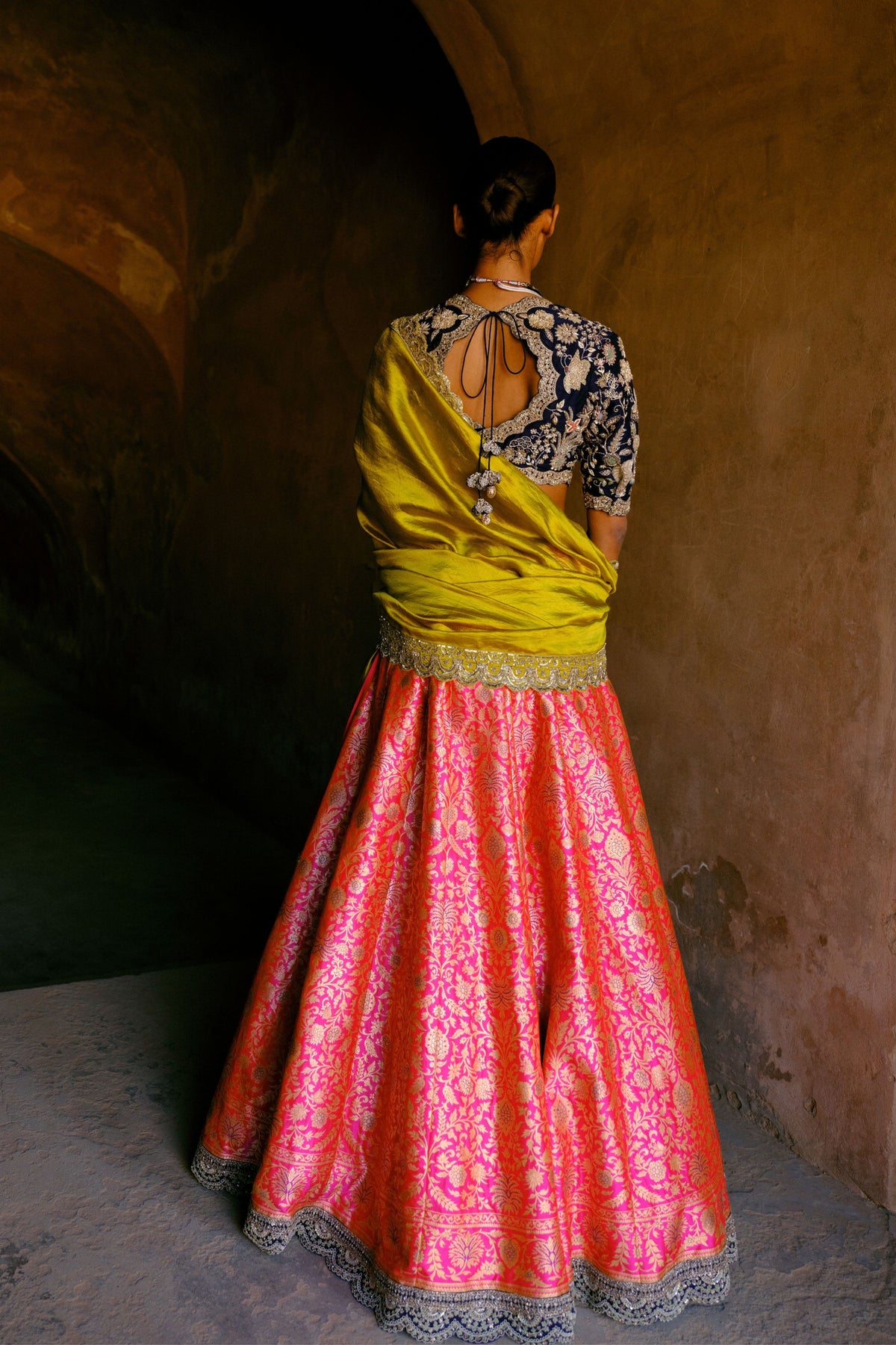 Hot Pink Embroidered Lehenga Set