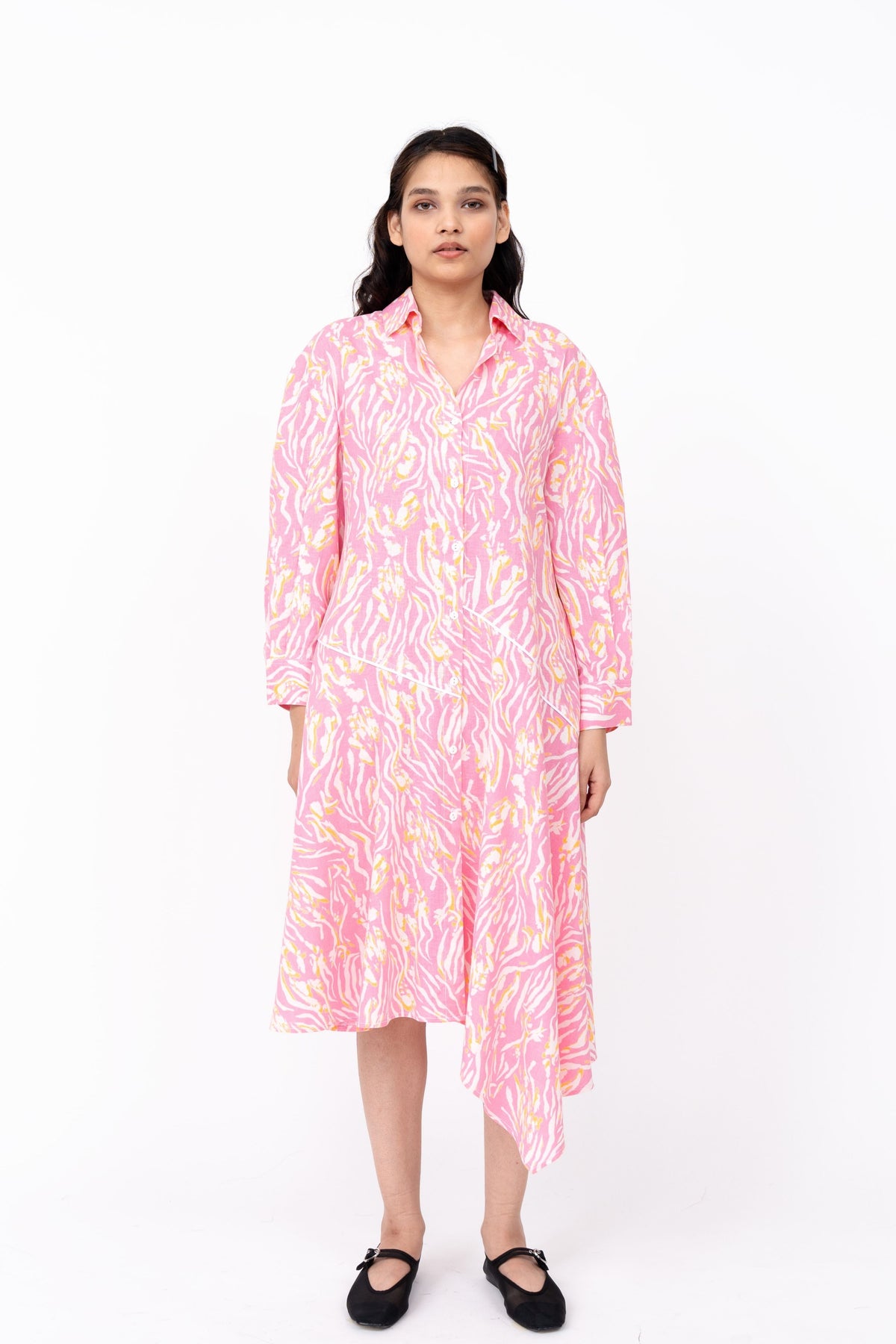 Pink Wave Slide Shirt Dress