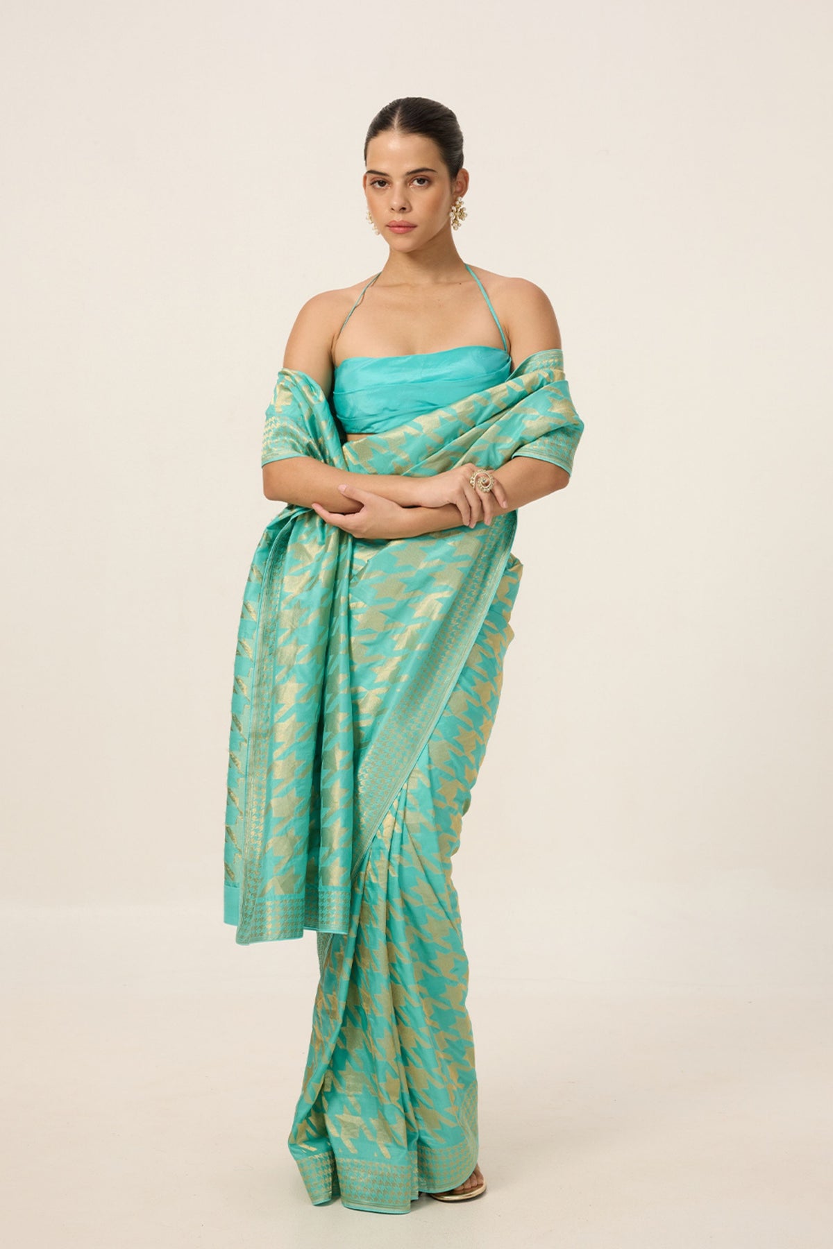 Turquoise Blue Gerum Saree