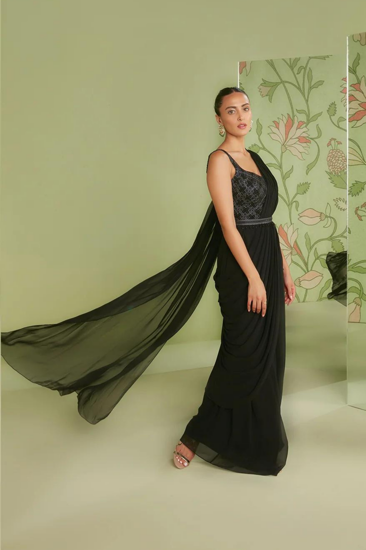 Black jumpsuit saree