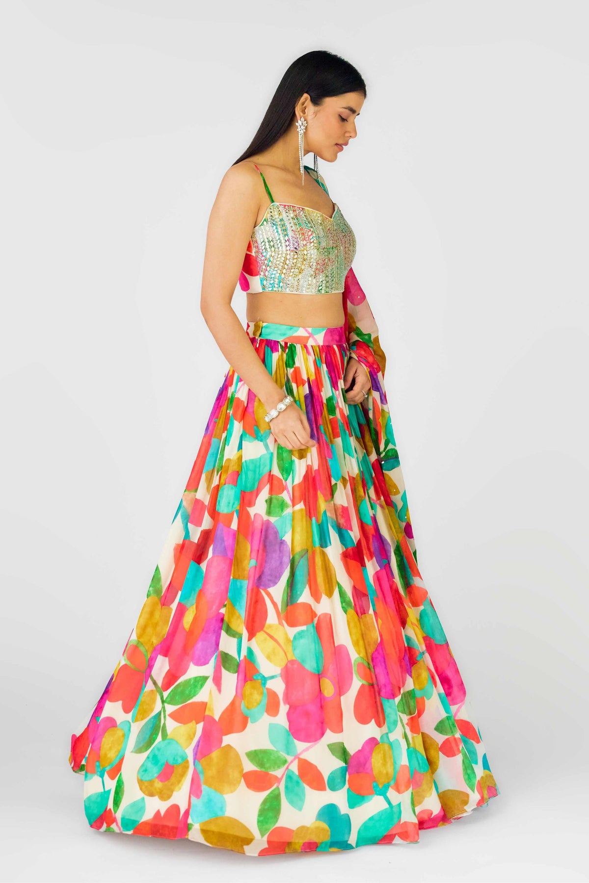 Multicolor Abstract Lehenga Set