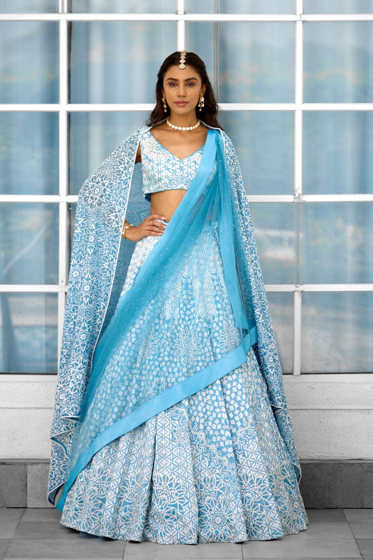 Blue Blossom Lehenga Set