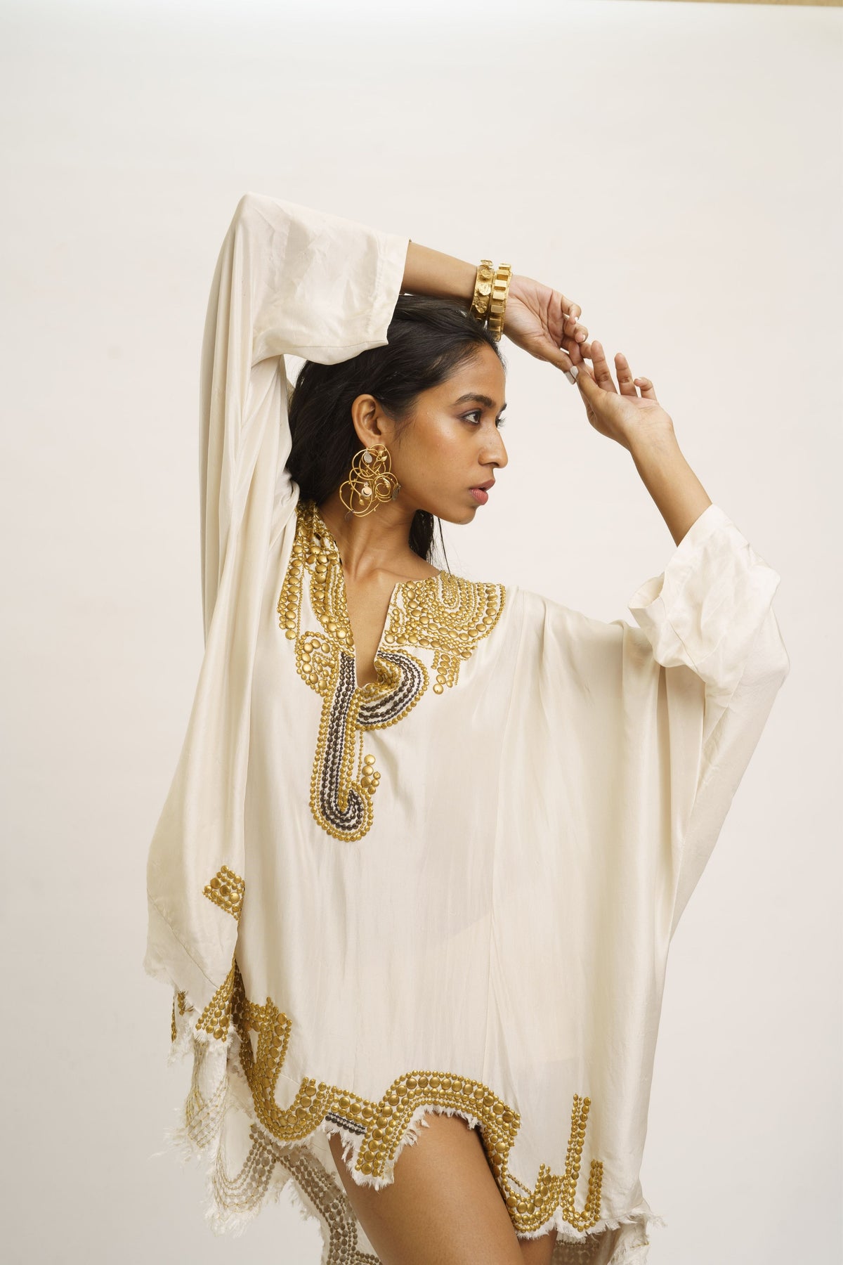 Silk White Short Kurta