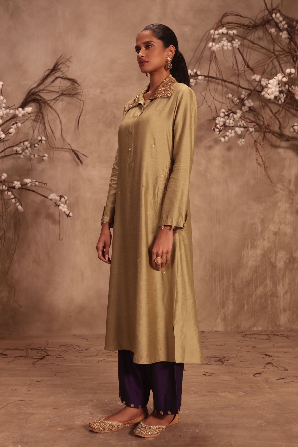 Light Green Collar Kurta Set