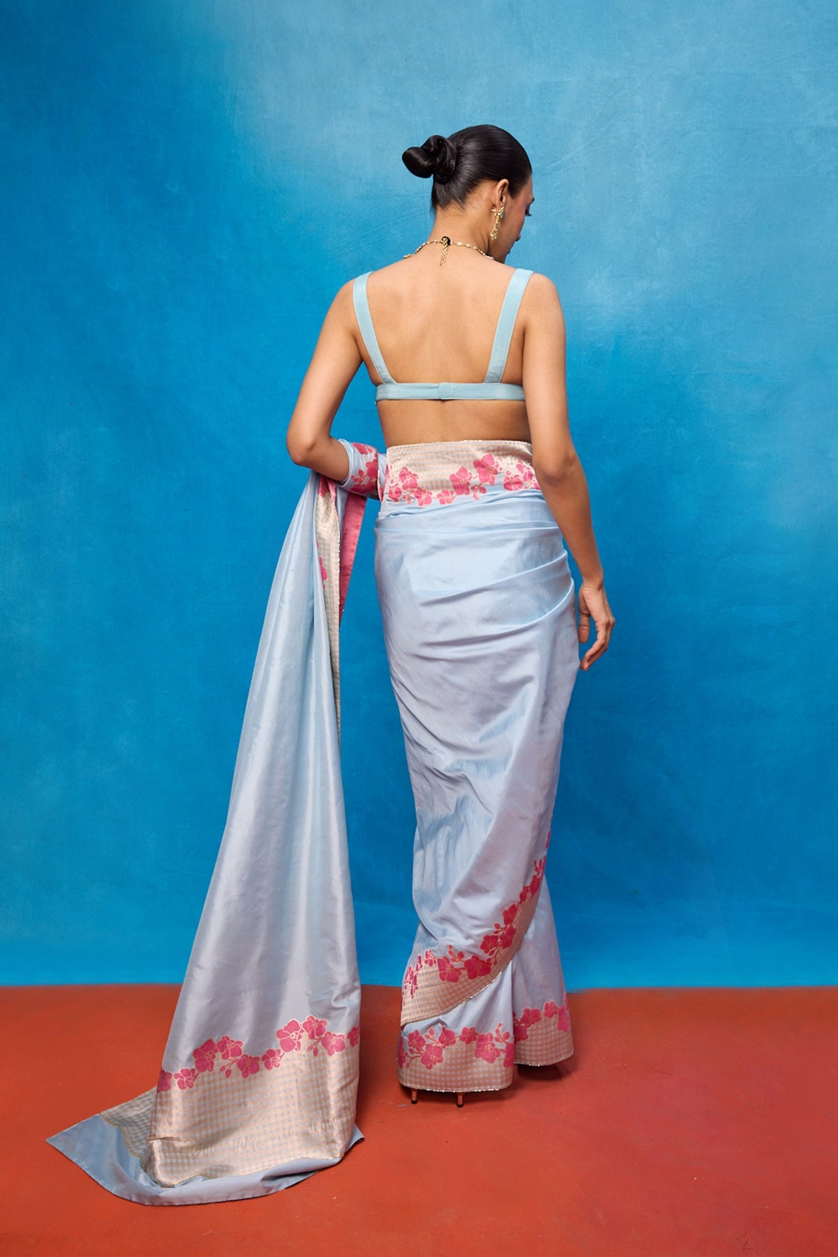 Handwoven Ice Blue Silk Banarasi Saree