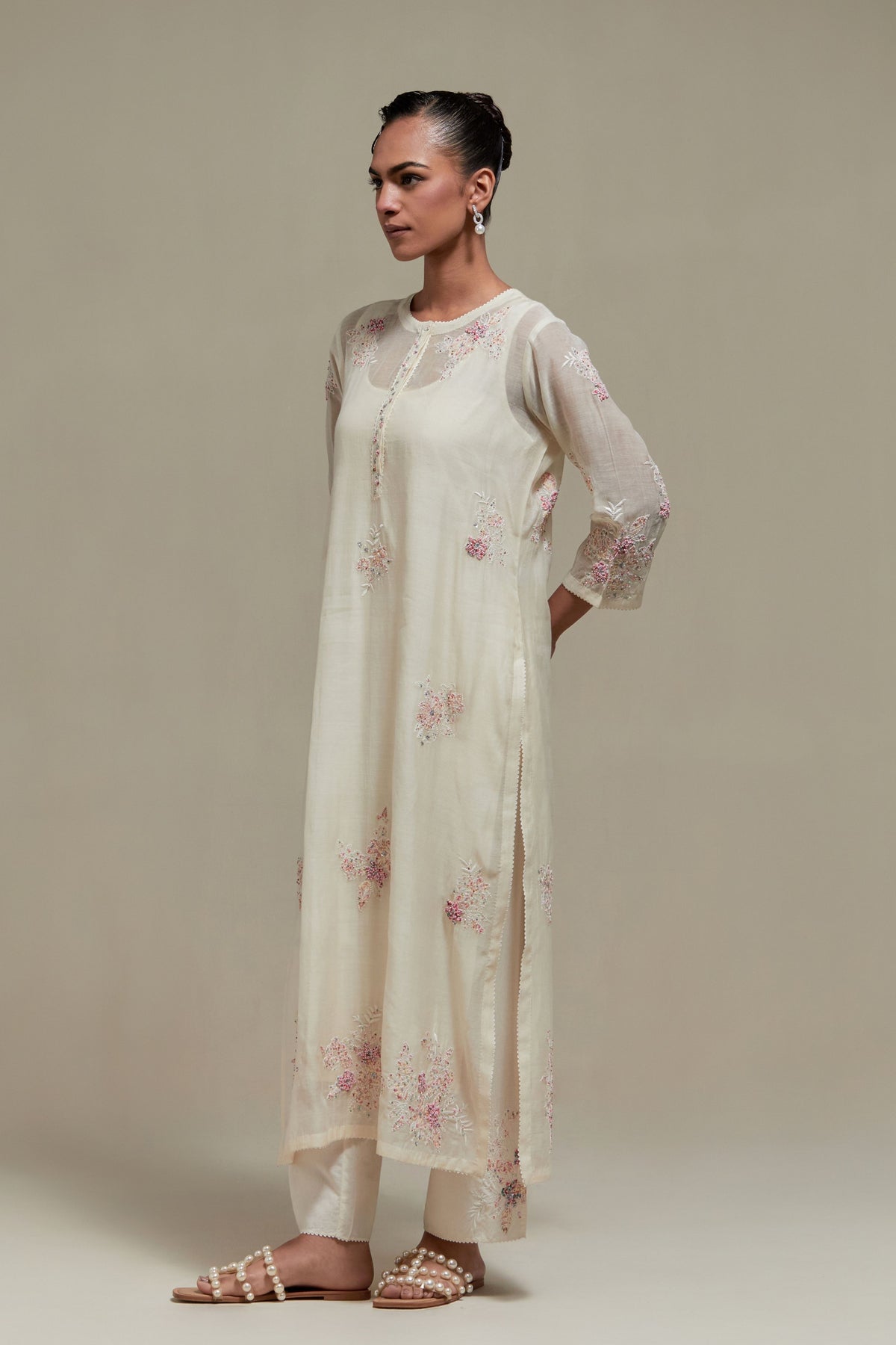 Pink Round Neck Kurta Set