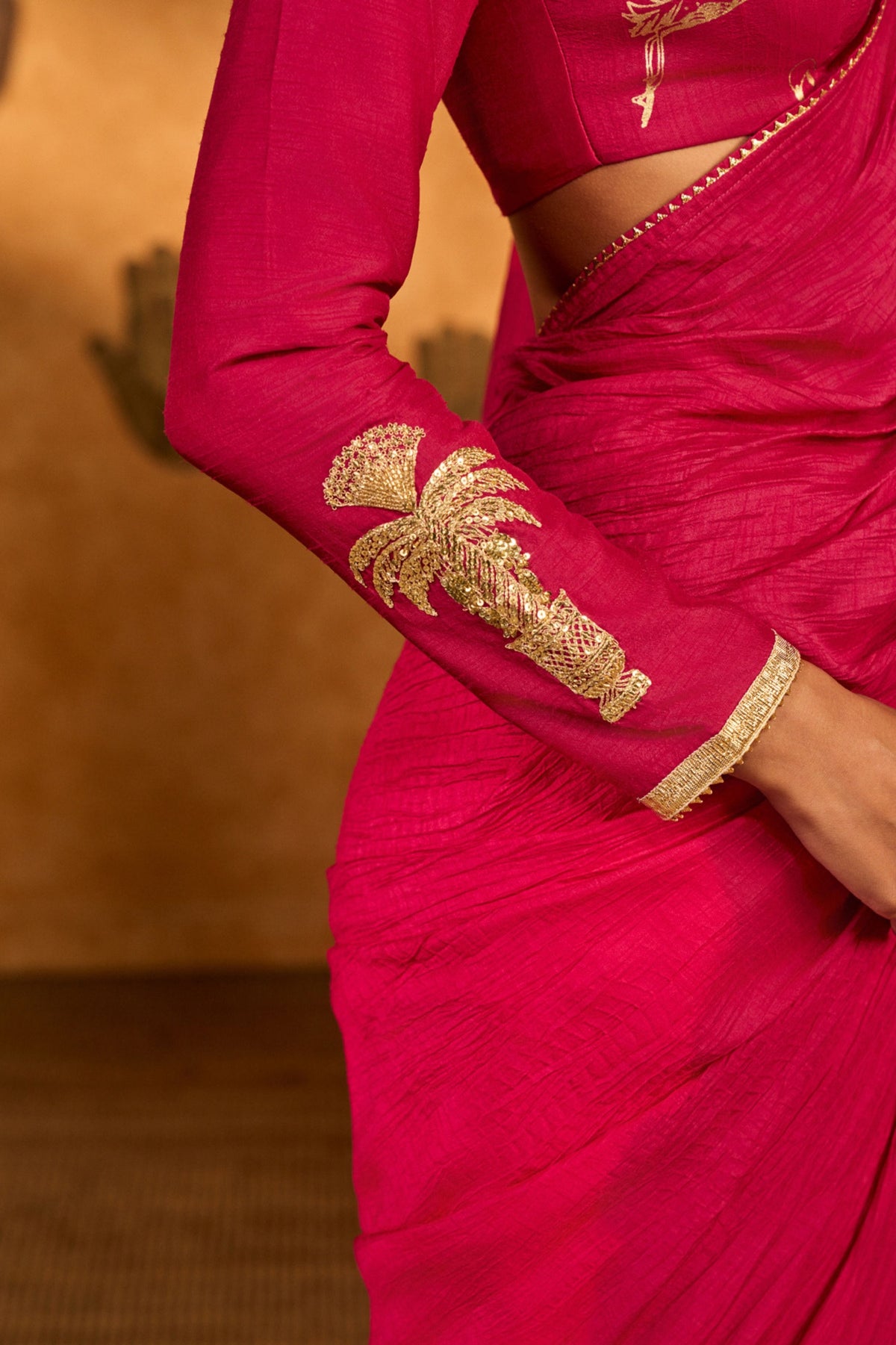Pink Crane Dawn Saree