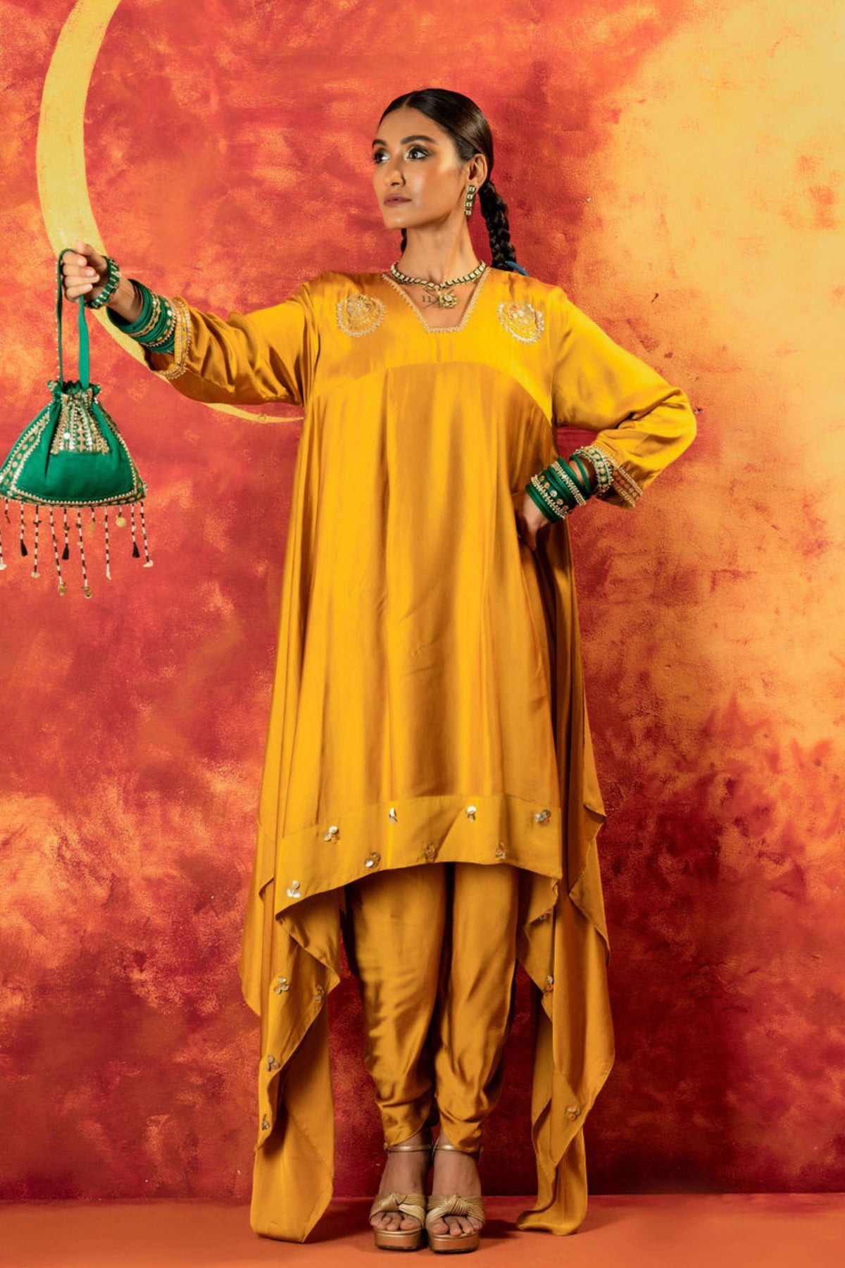 Mahi Mustard Tunic Set