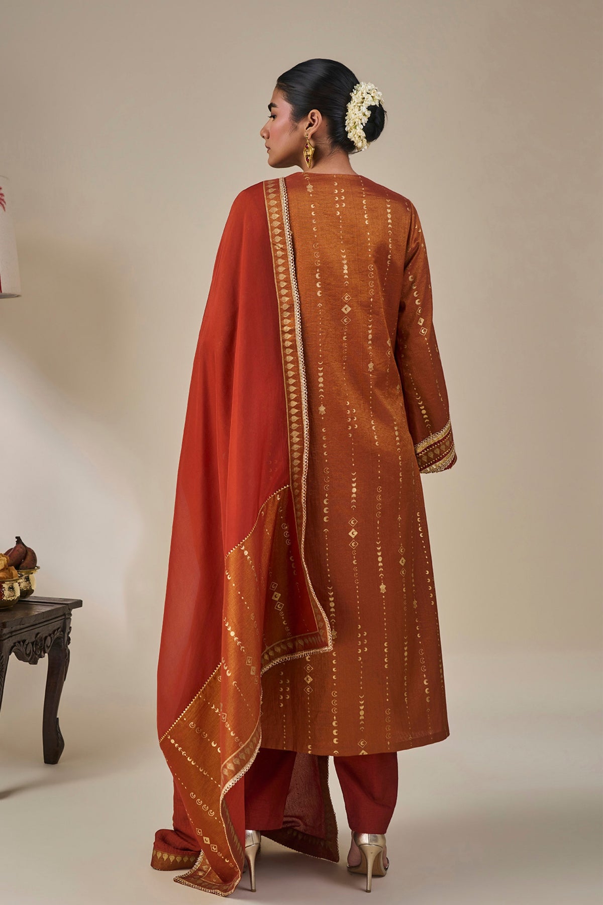 Rust Celestial Moonfall Kurta Set