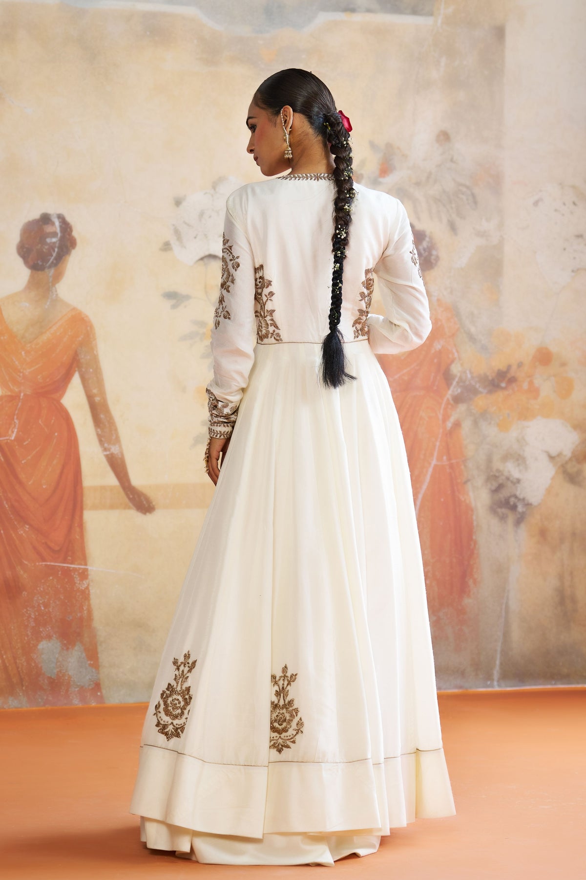 Ivory Silk Anarkali Set