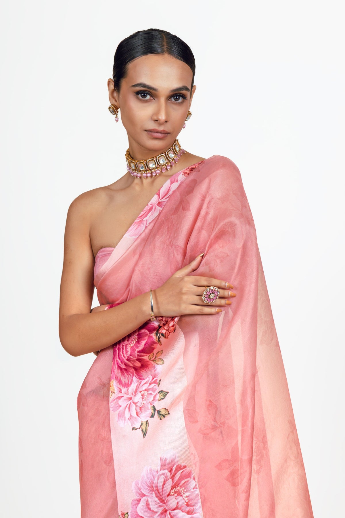 Farah Pink Organza Saree