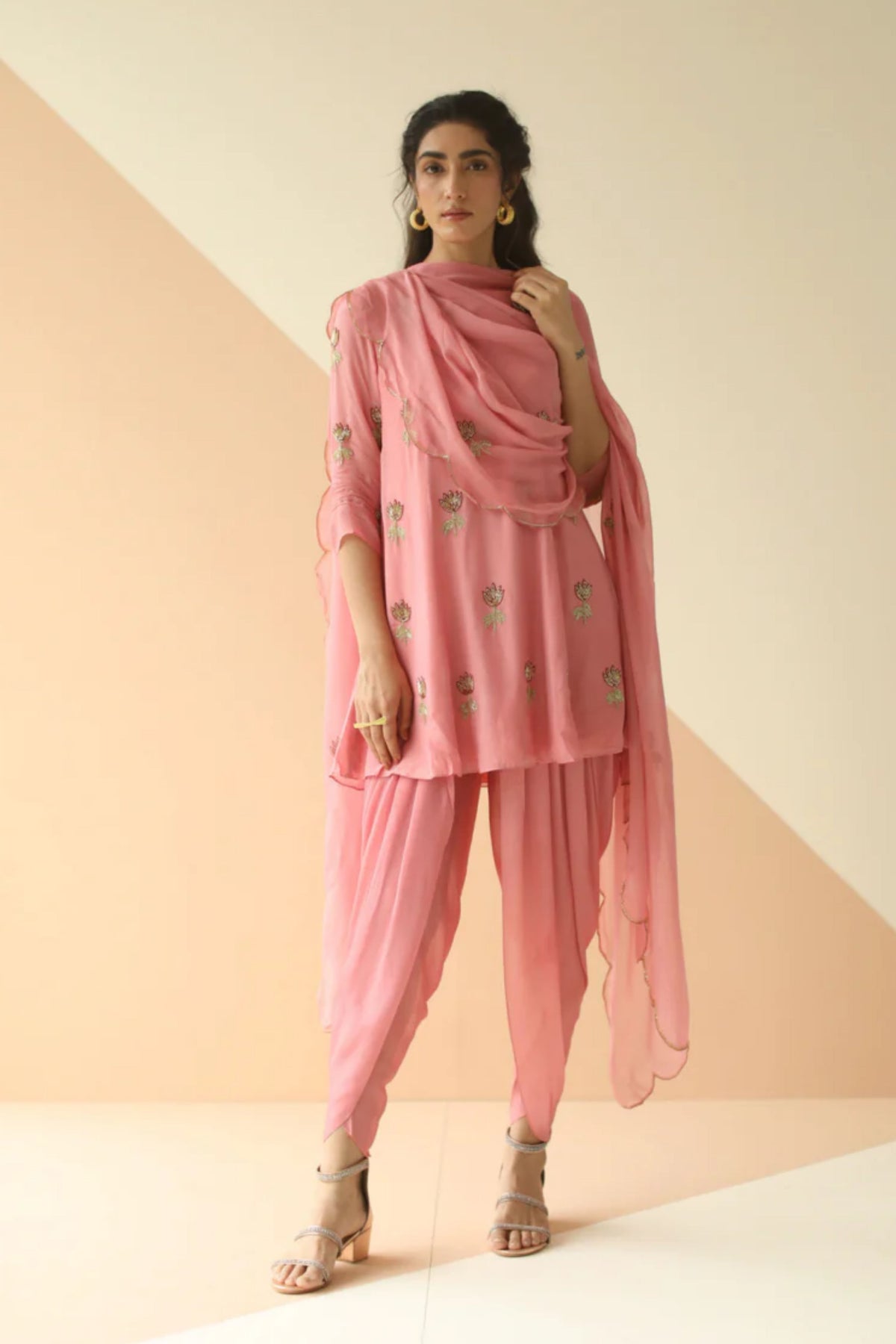 Pink mauve dhoti